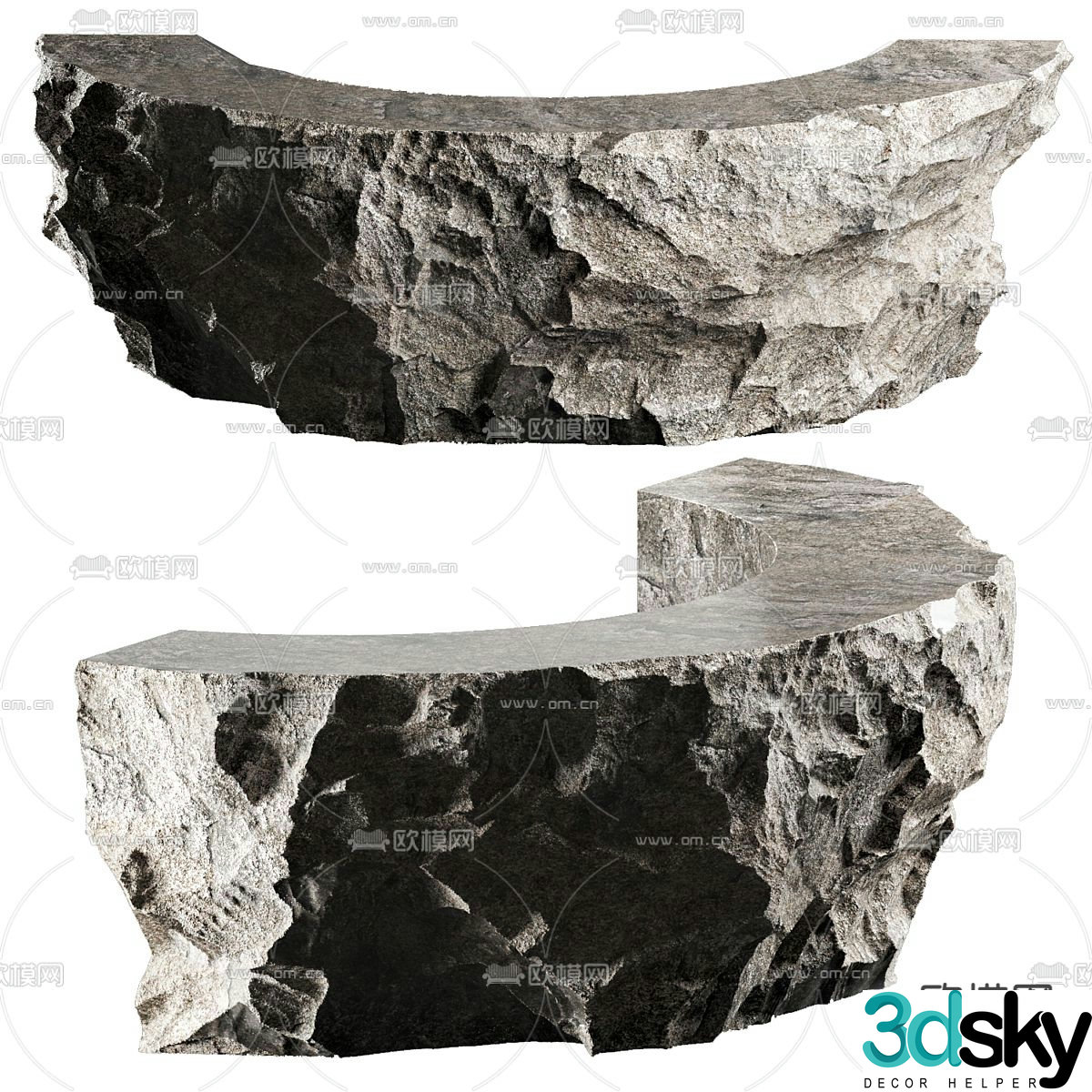 Rock Front Desk Bar Service Desk 3D Model