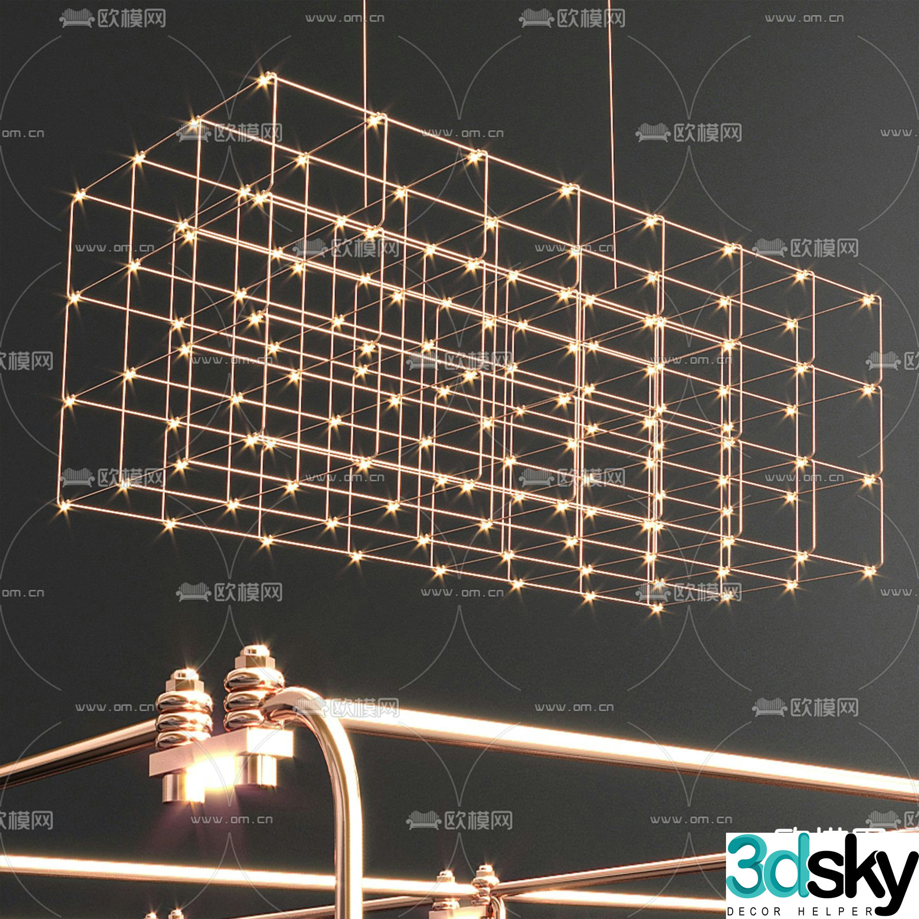 Light luxury chandelier matrix light lobby light 3d model
