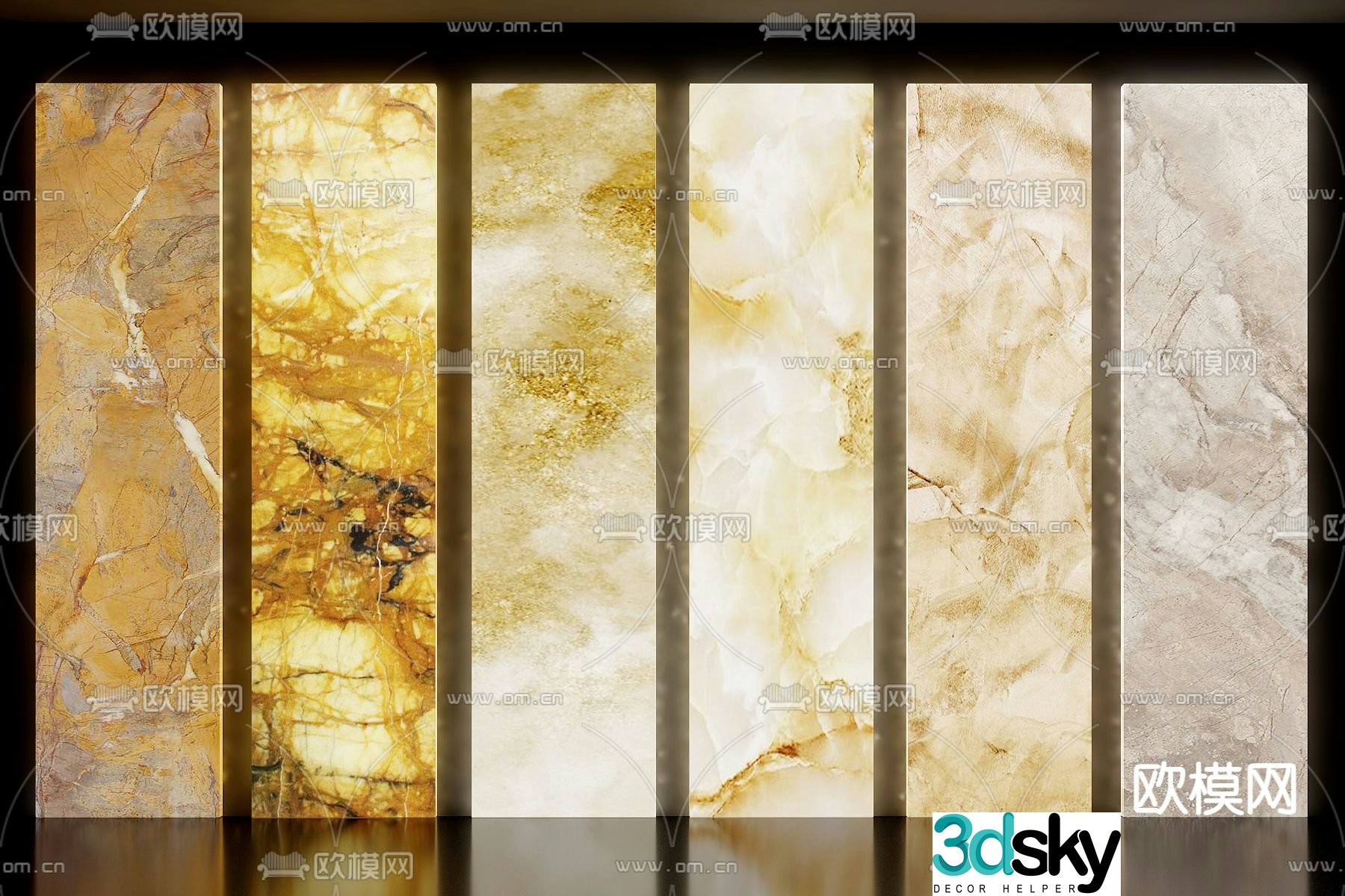 Marble translucent stone tile floor tile 3d model