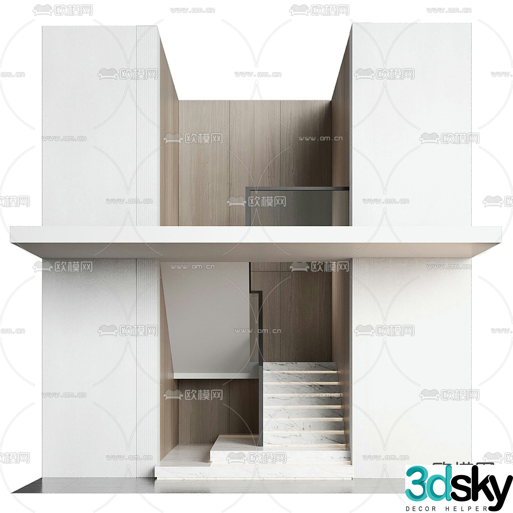 Handrail staircase corner staircase 3d model