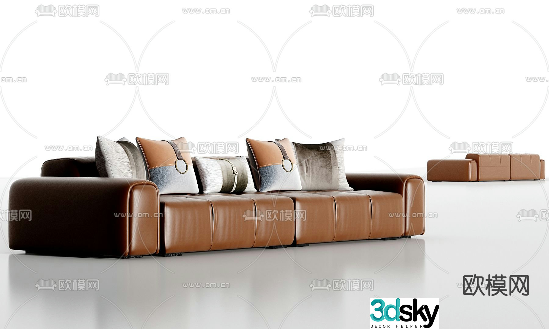 Leather multi-person sofa leisure sofa 3d model