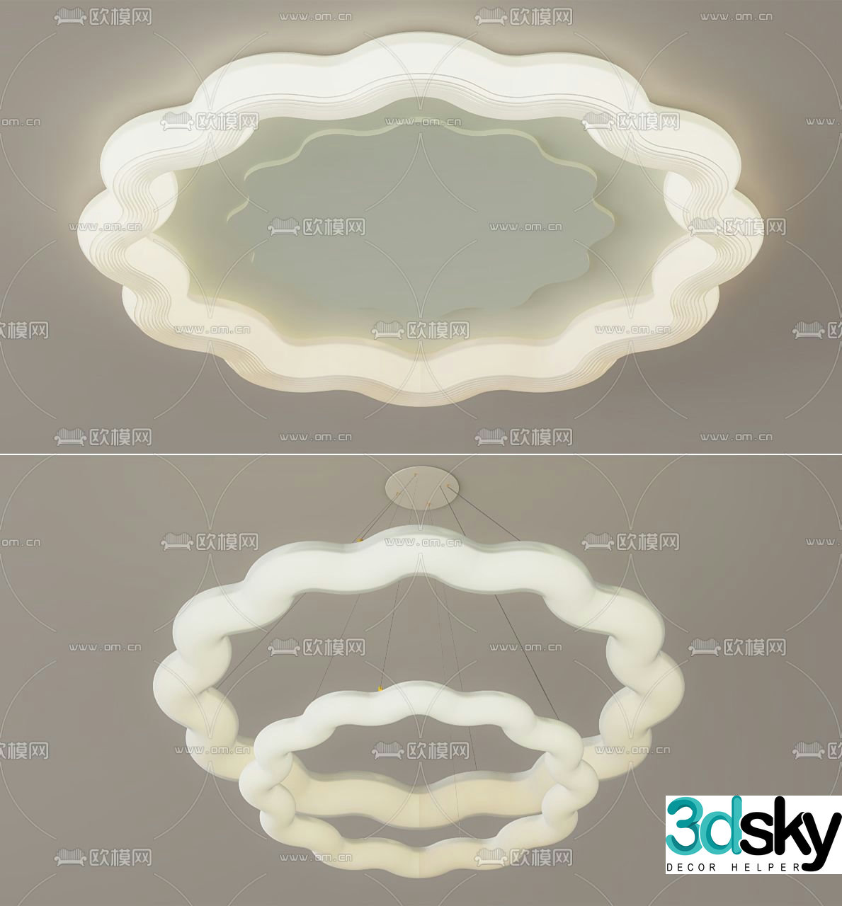 Creamy air ceiling lamp Bedroom lamp 3d model