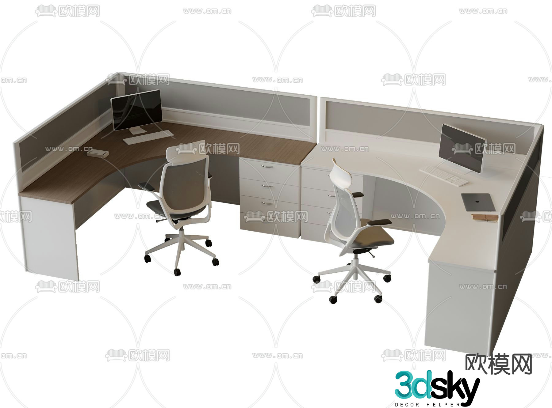 Card space desk work station post 3d model