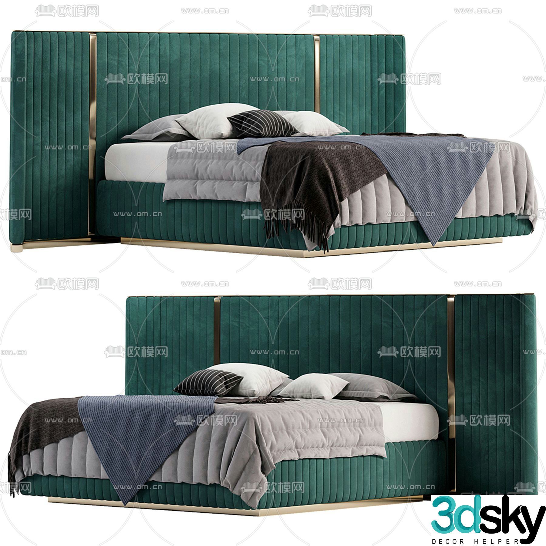 Visionnaire fabric double bed 3d model