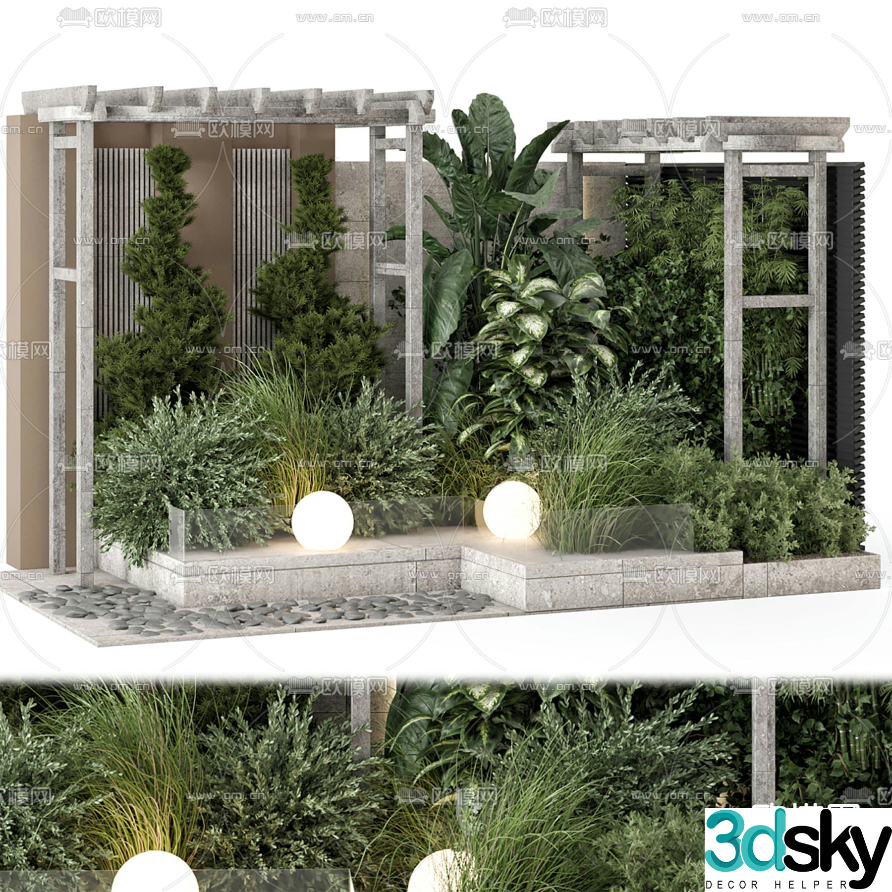 Outdoor flower bed flower box plant pile 3d model
