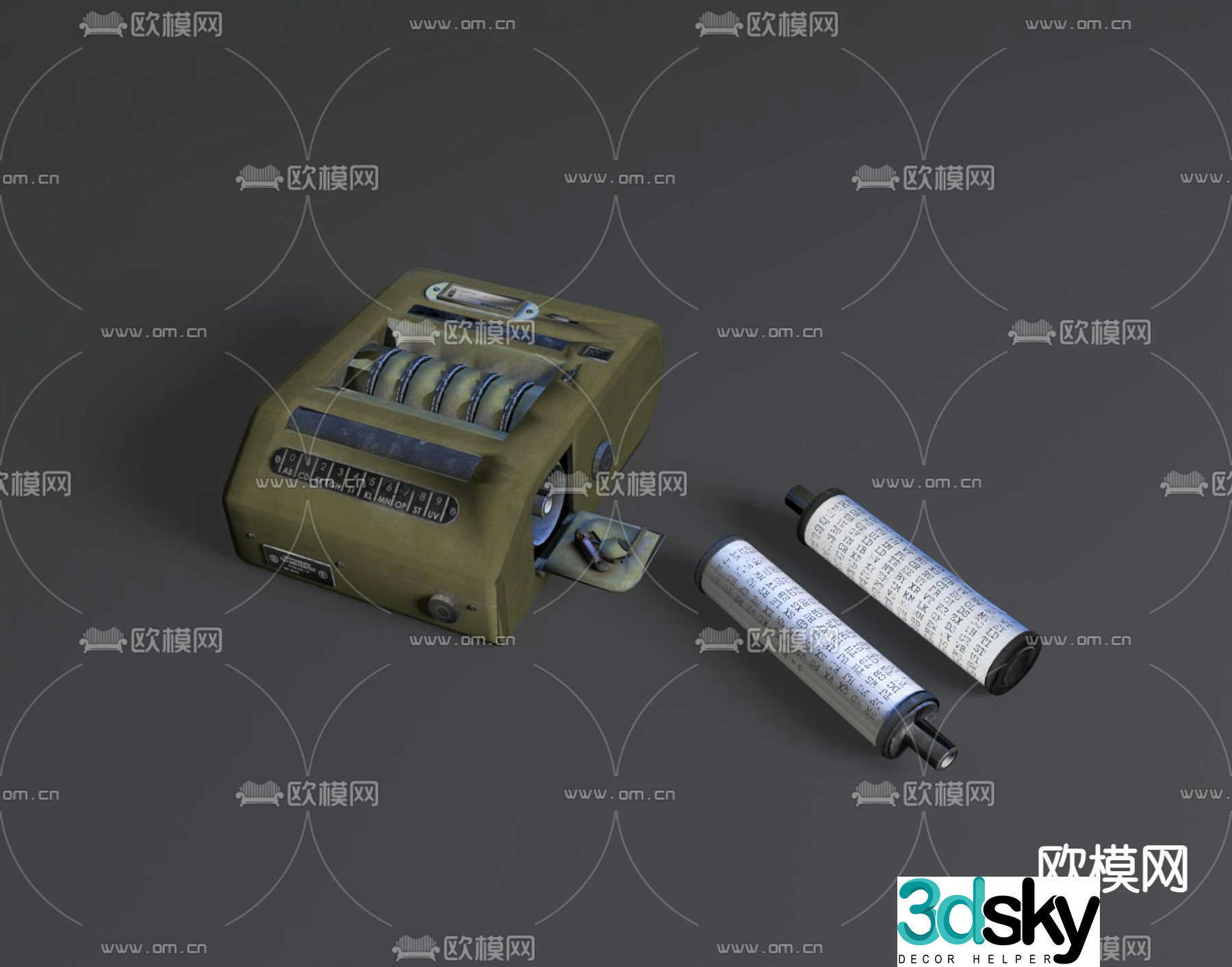 Old cipher machine 3d model