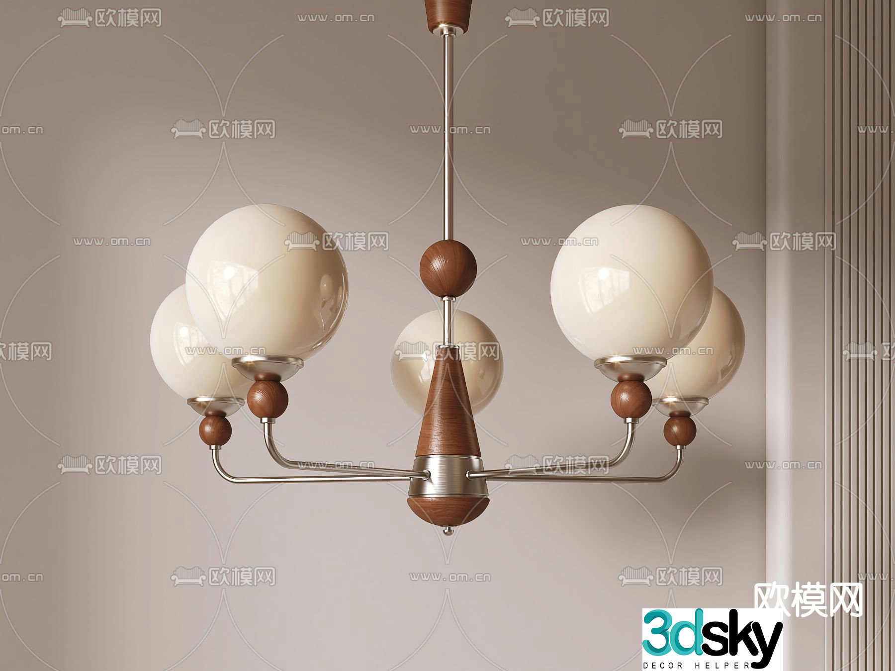 Middle-aged chandelier Multi-head chandelier 3d model
