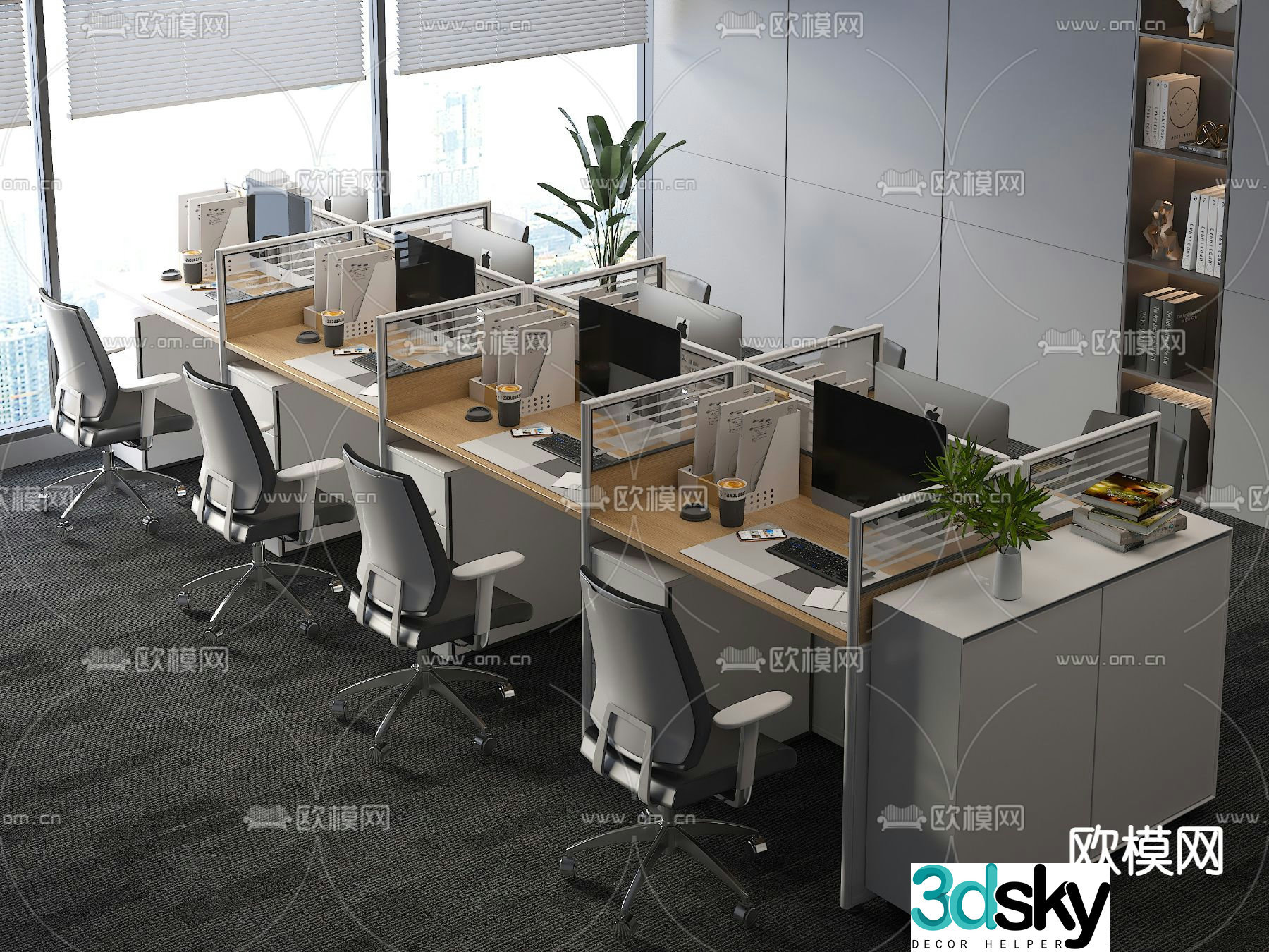 Card desk staff desk workstation 3D model