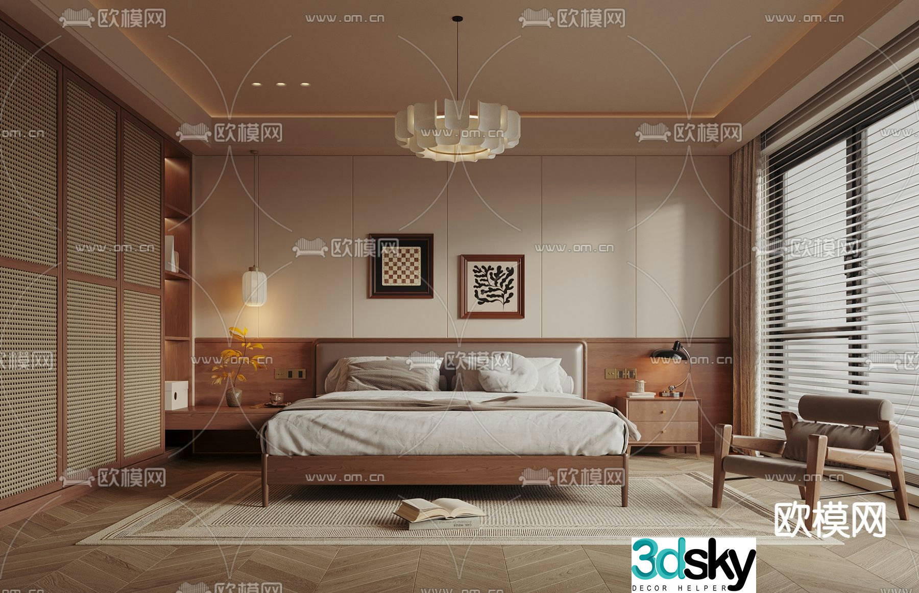 Middle style bedroom master bedroom master room 3d model