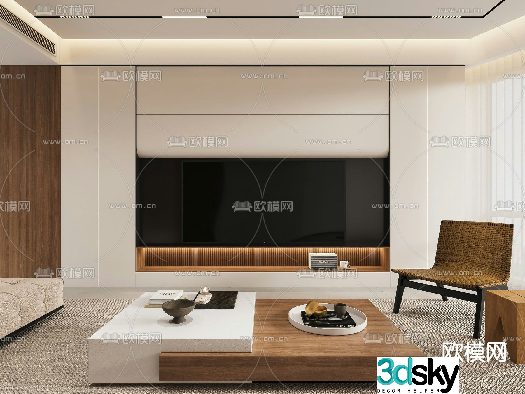 TV wall background wall 3d model