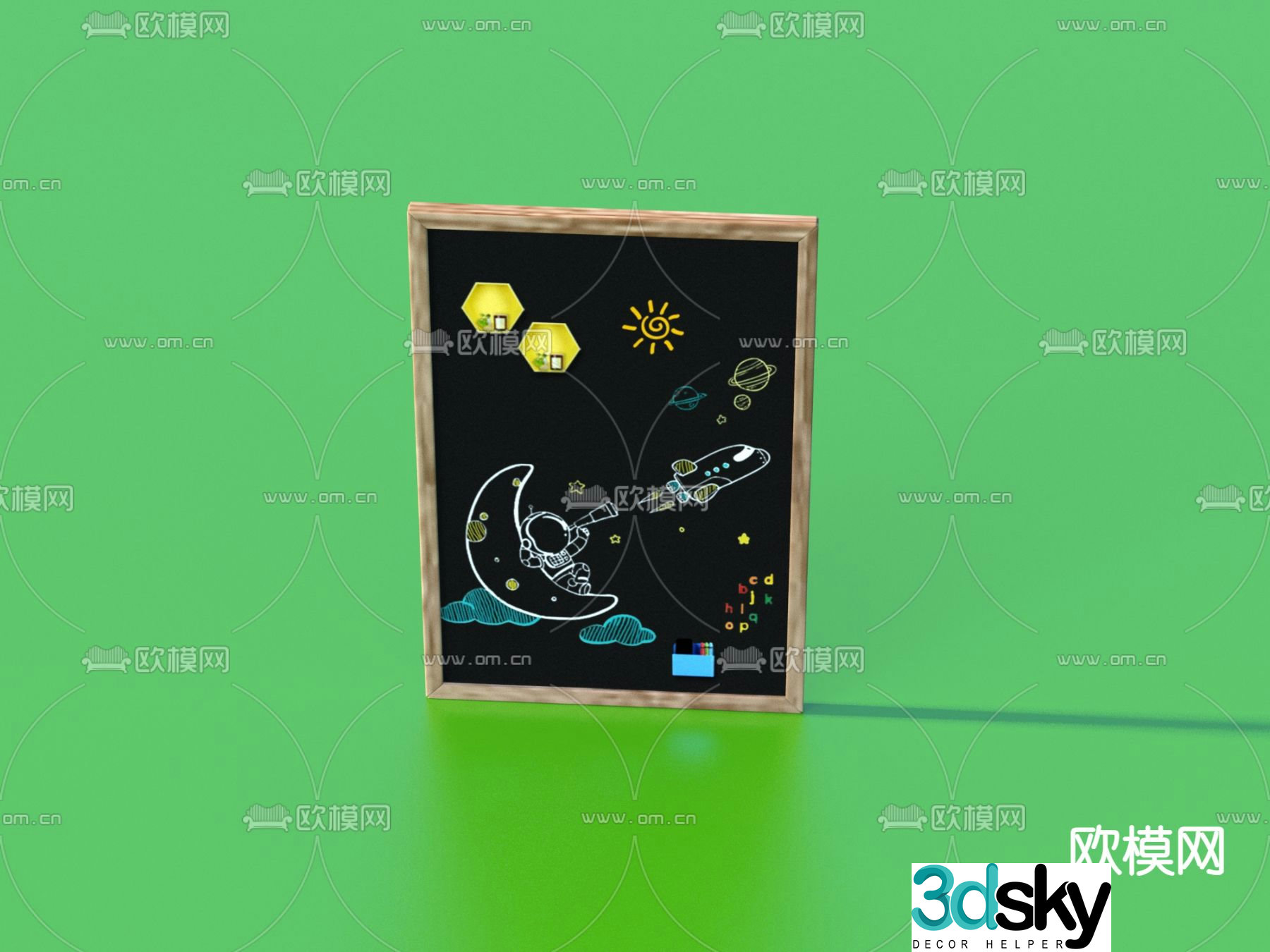 blackboard graffiti board small blackboard 3d model