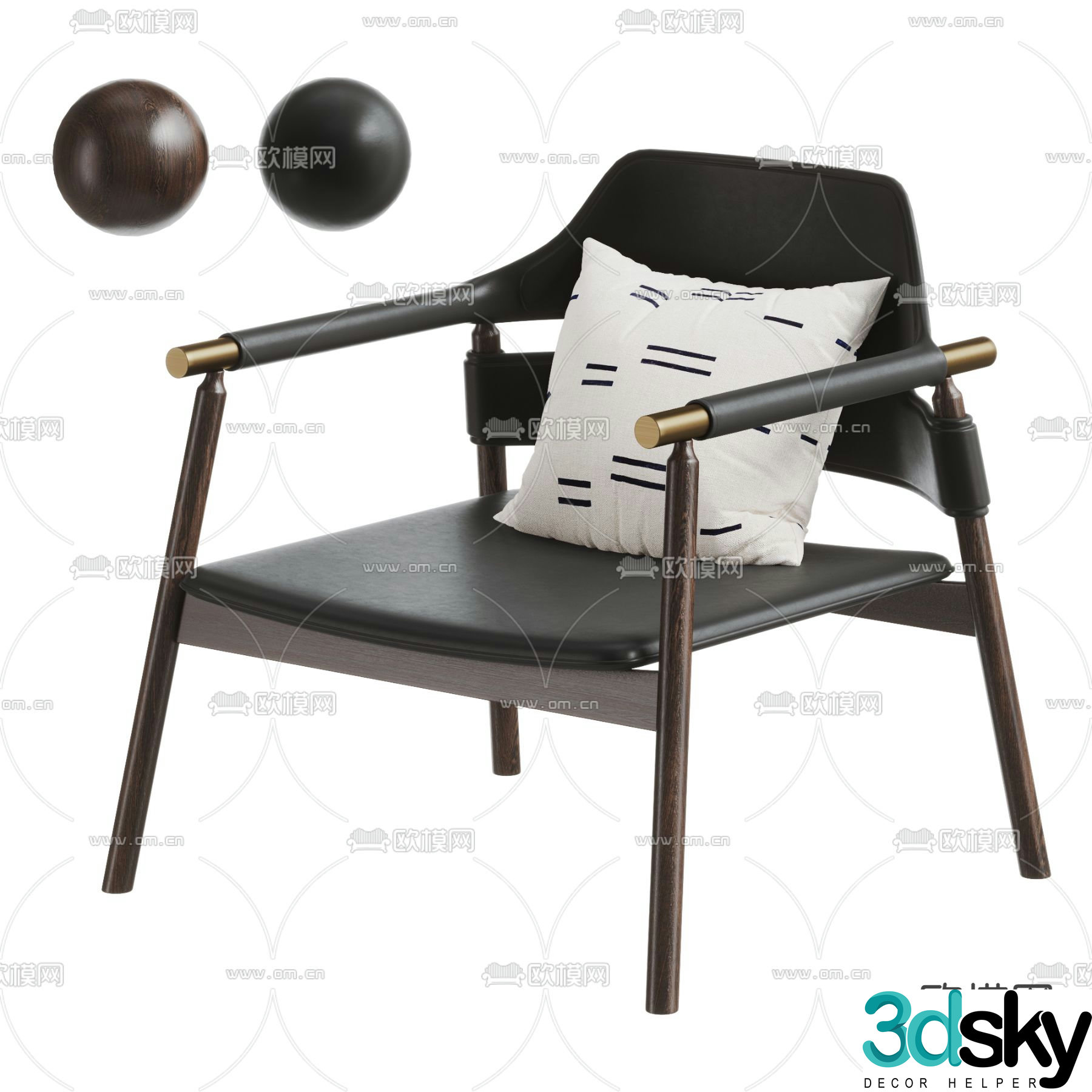 GUBI mid-century style leisure chair chair 3d model