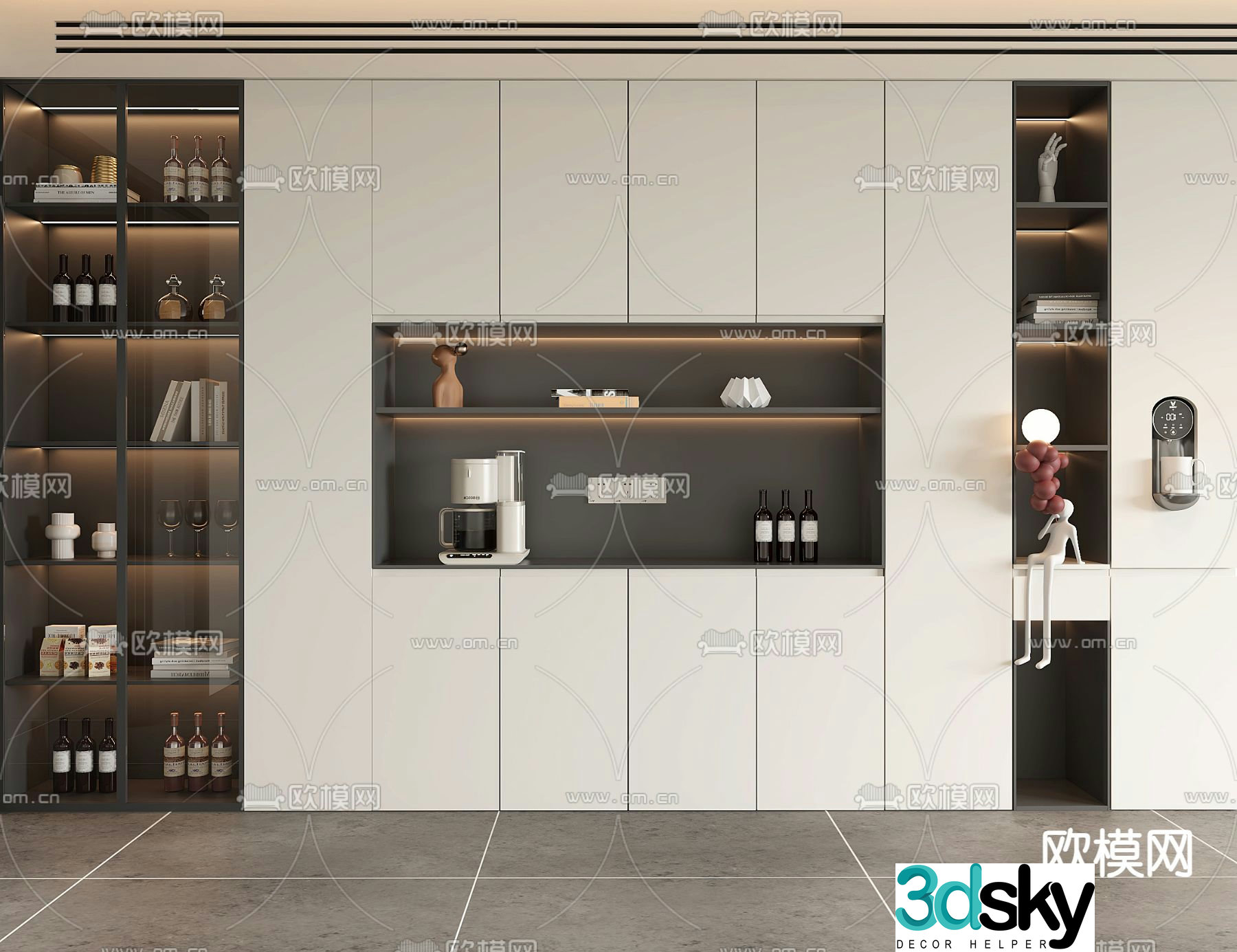 Modern wine cabinet sideboard 3d model