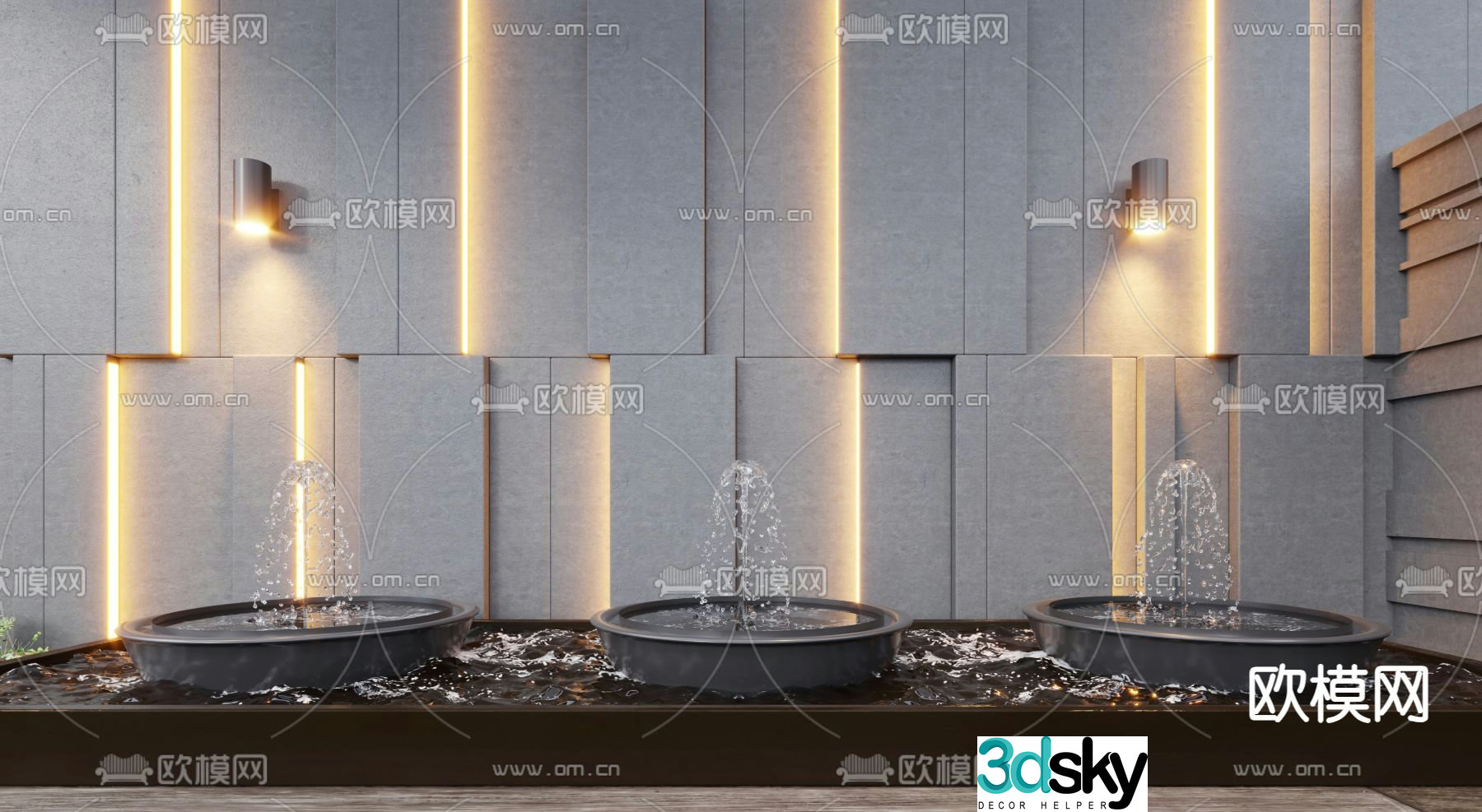 fountain water feature flowing water waterfall 3d model