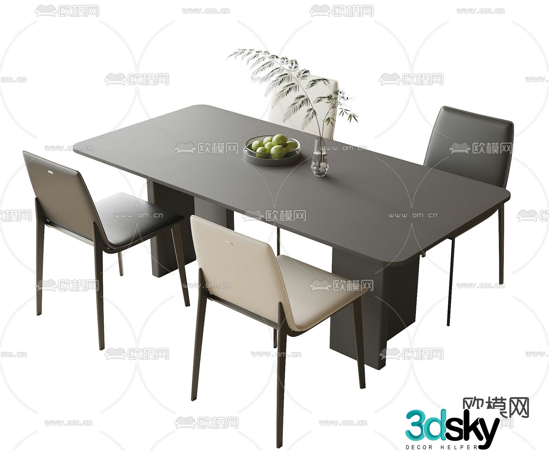 Dining table and chair combination 3d model