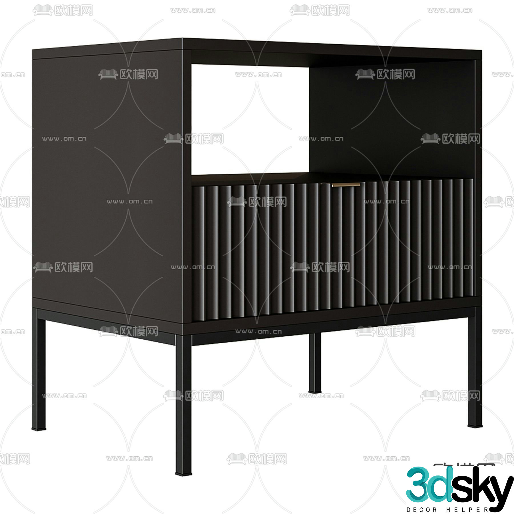 Bedside table low cabinet 3d model