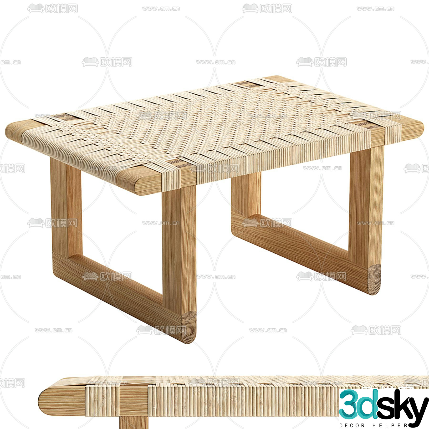 Rattan stool 3d model