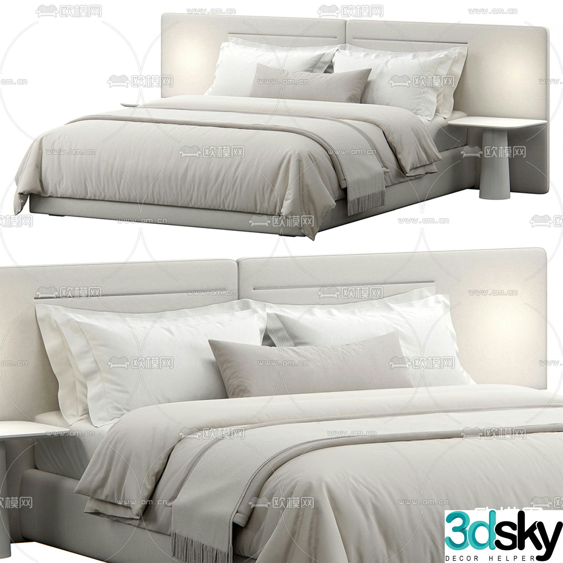 Furniture fabric double bed 3d model