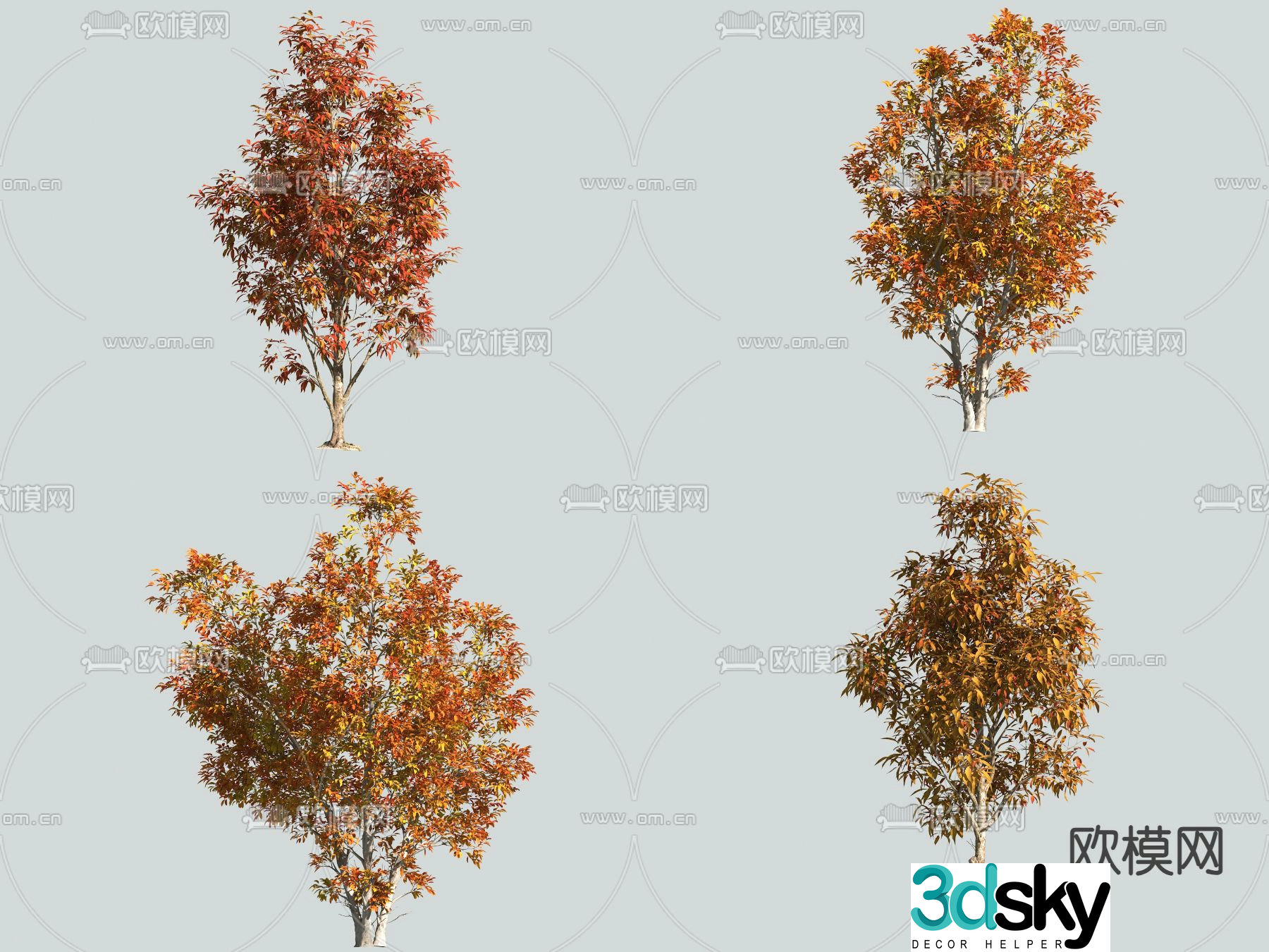 Landscape tree Autumn tree Yellow leaf tree 3d model