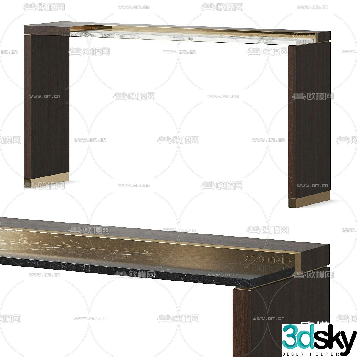 Modern end viewing platform long table 3D model