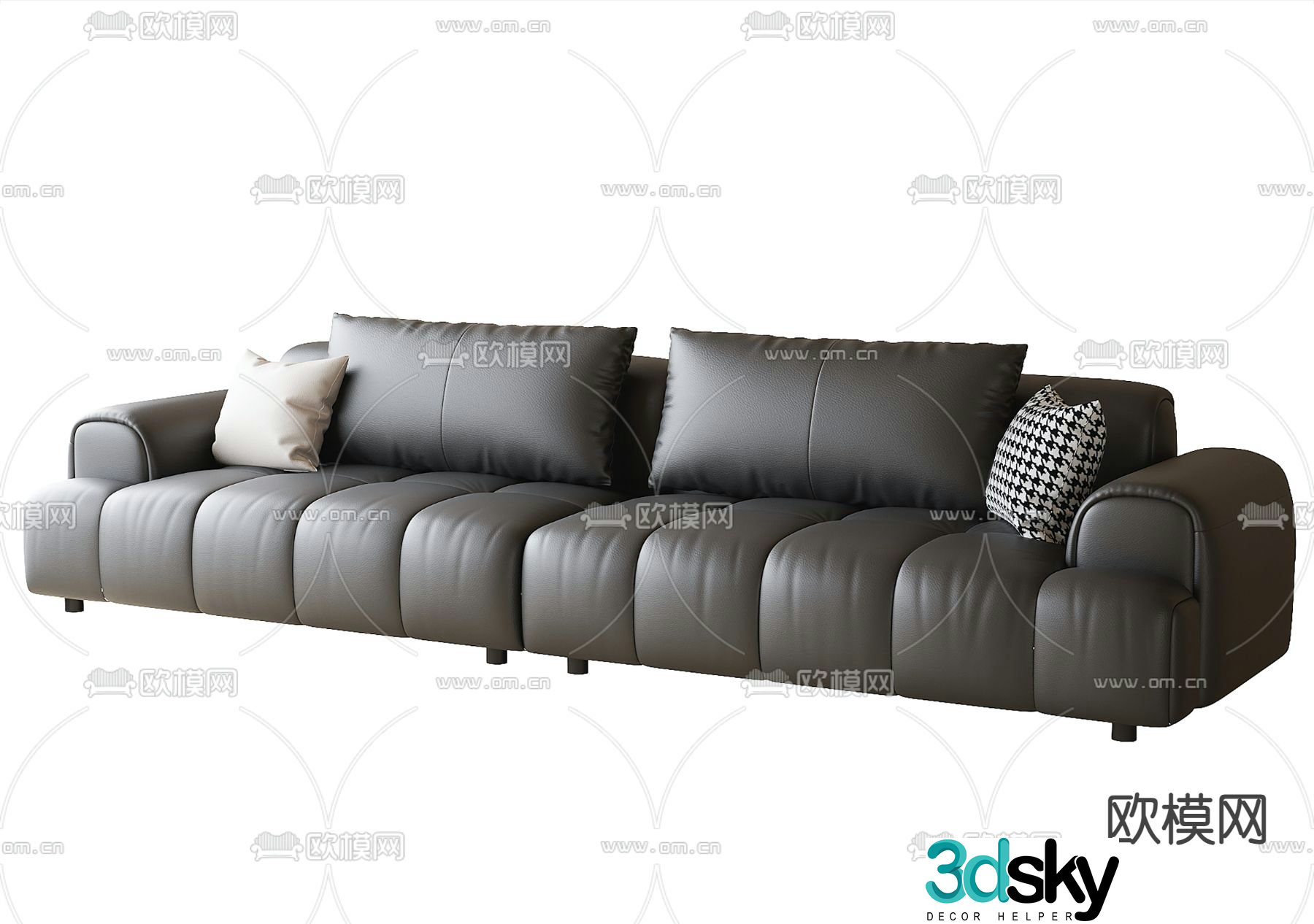 Double sofa leather sofa 3d model