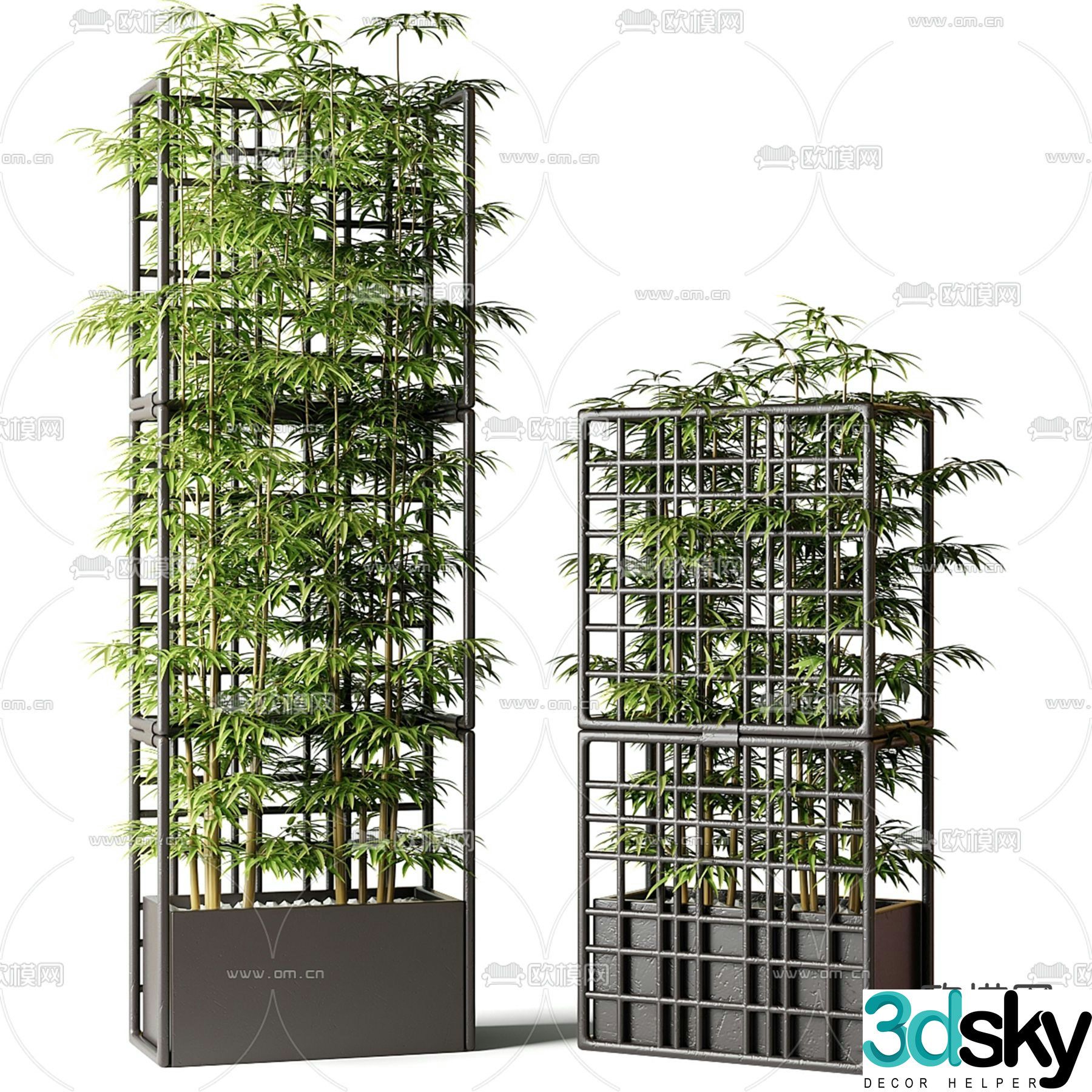 Bamboo partition net flower tank 3D model
