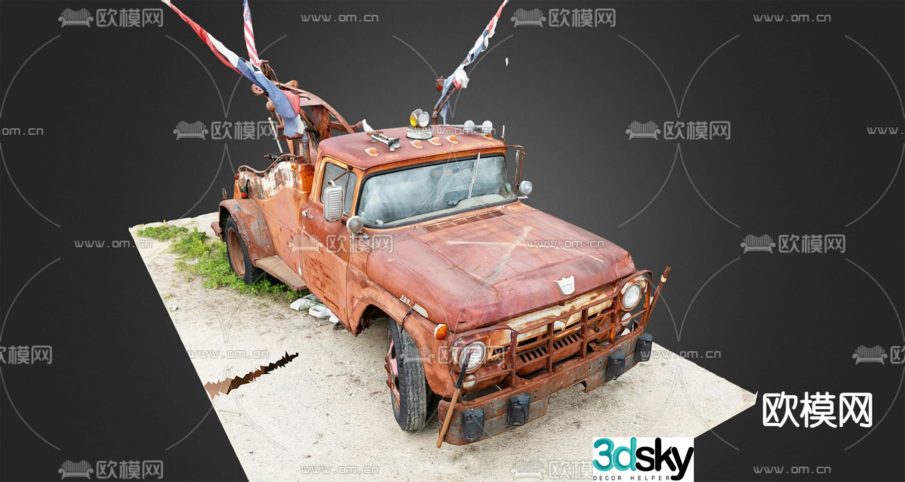 Industrial style car truck front 3d model