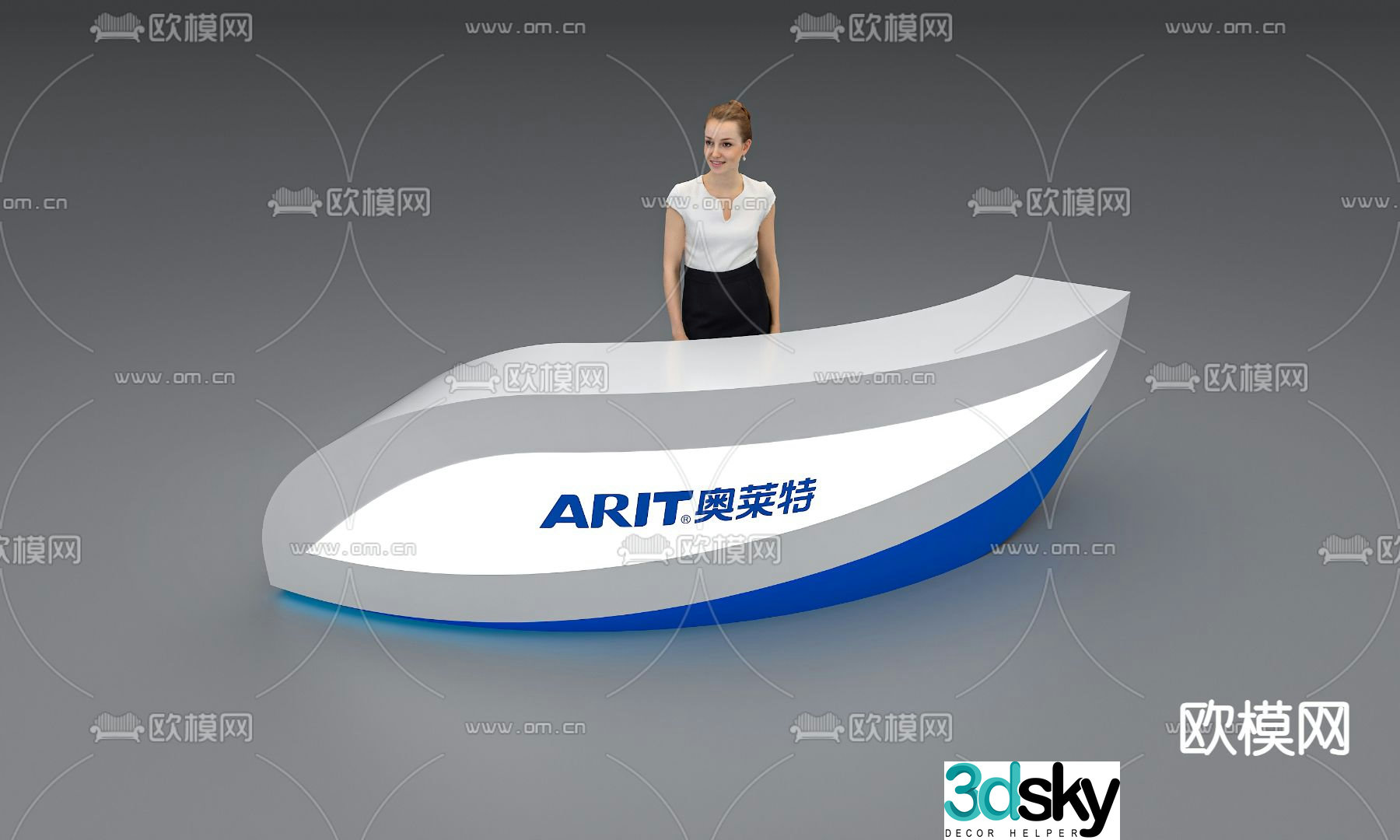 reception desk front desk service desk 3d model