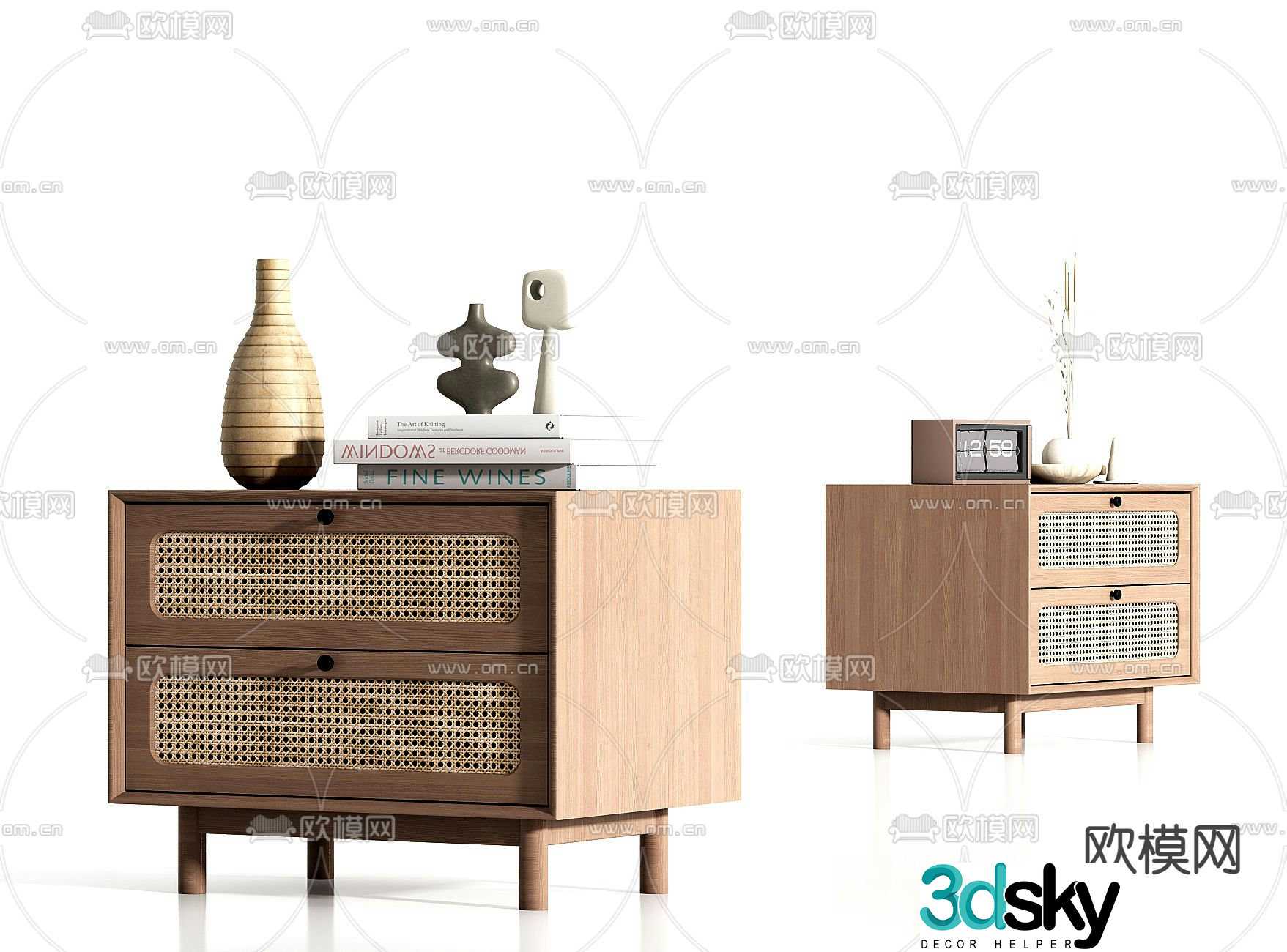 Light luxury bedside table and chest 3D model