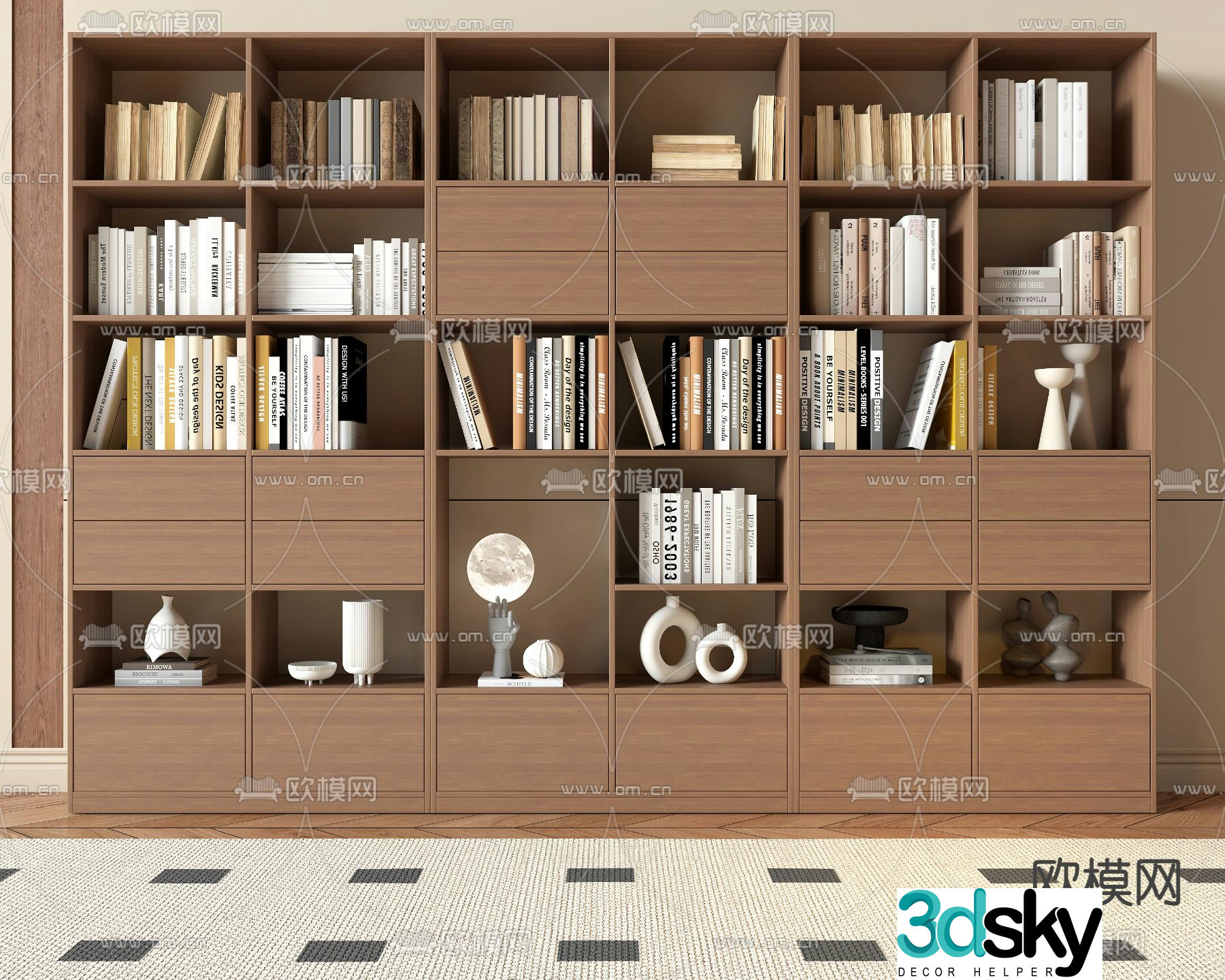 Modern bookcase bookshelf 3d model