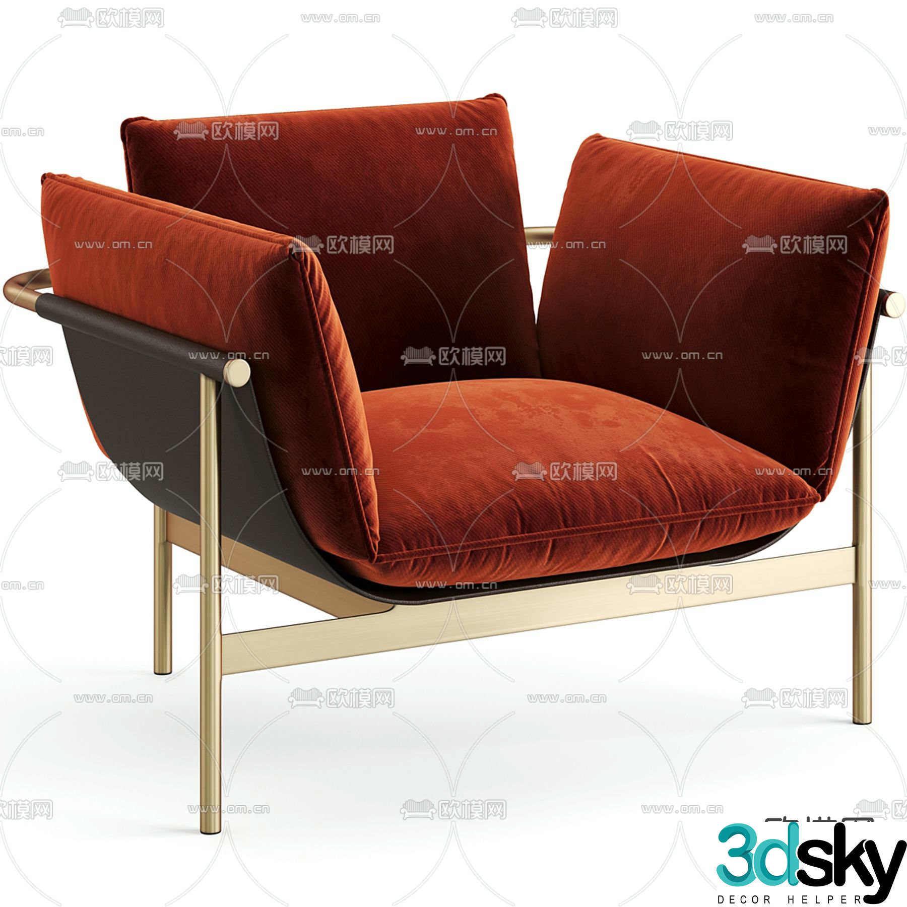 FENDI red chair leisure chair 3d model