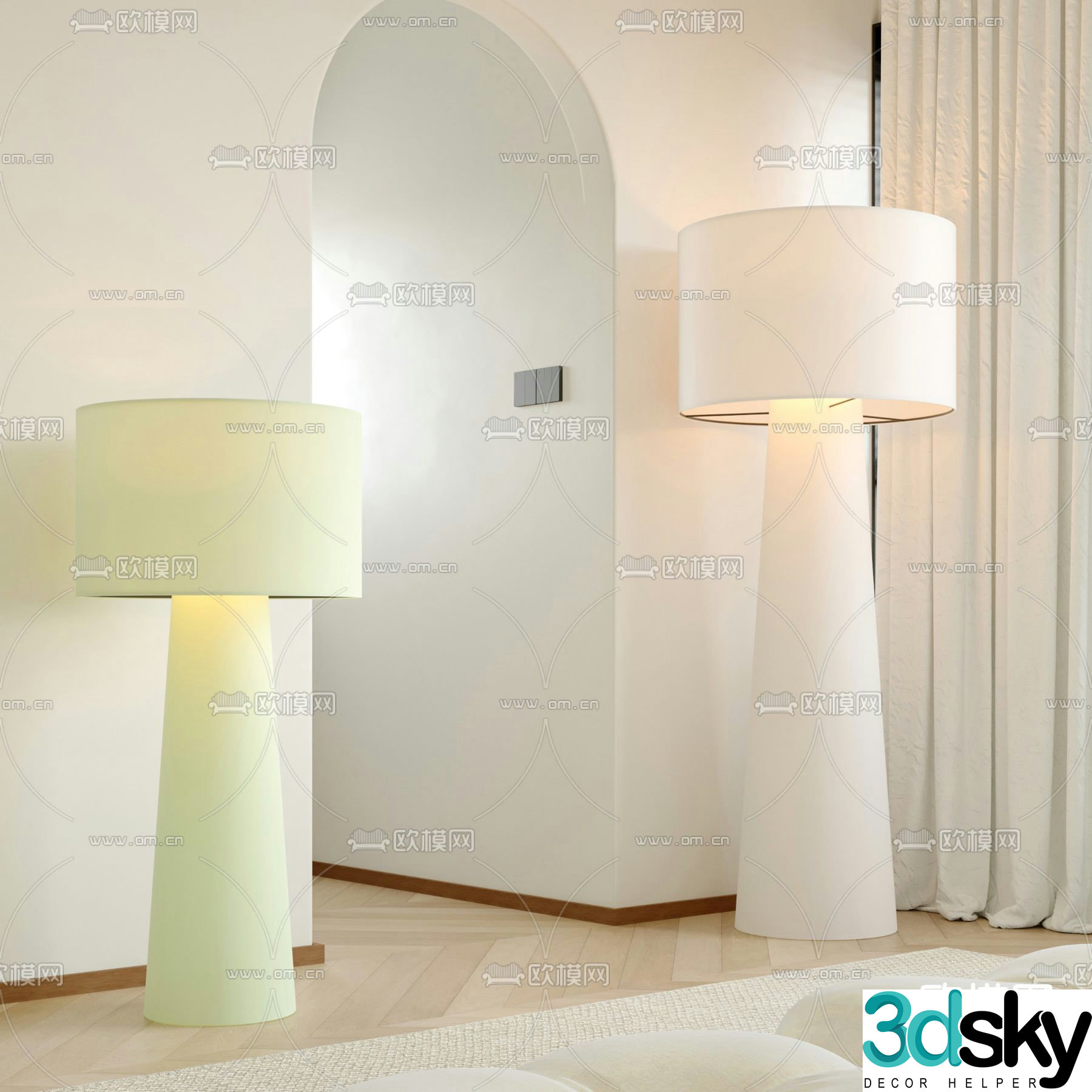Cream style floor lamp decorative lamp 3d model