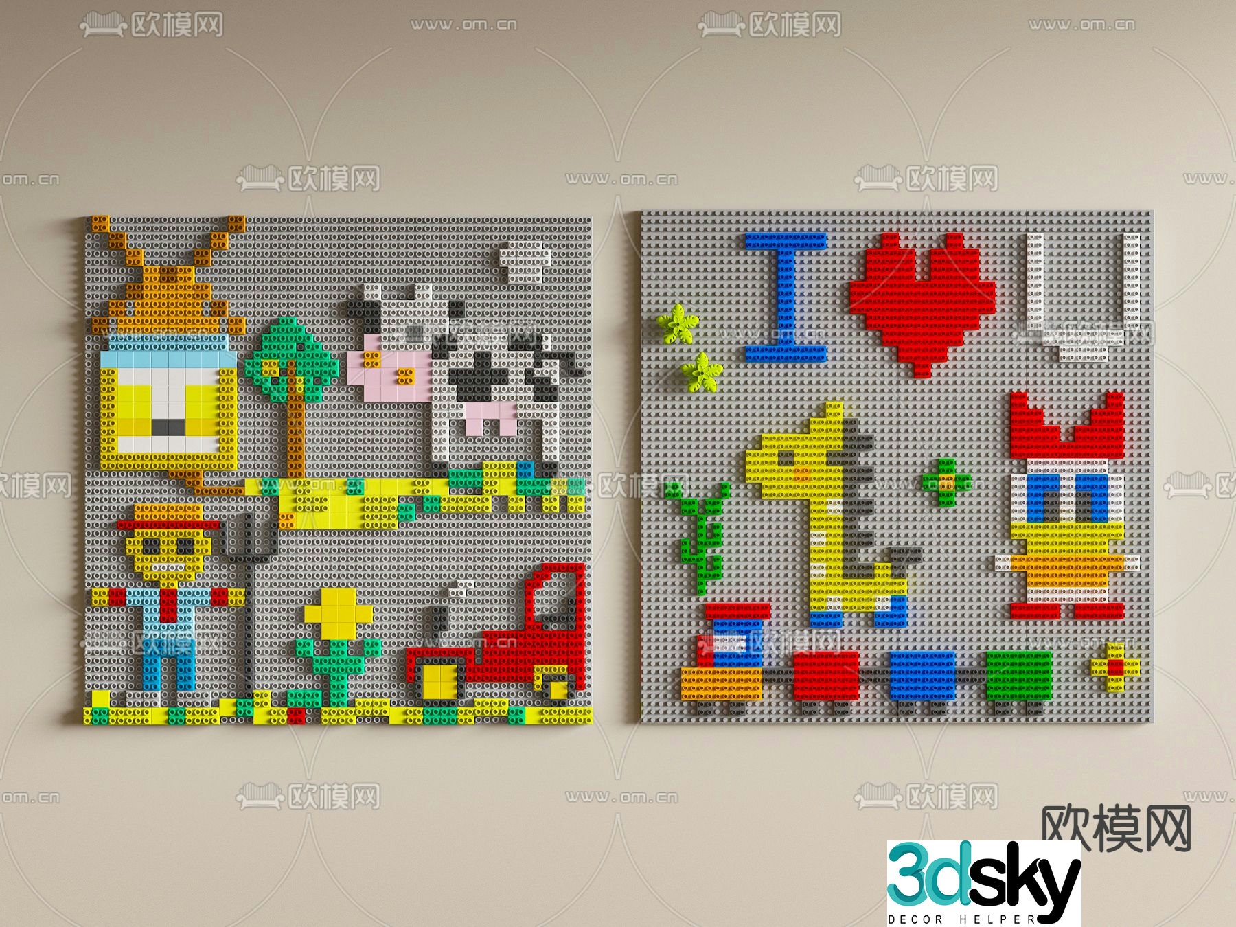 Lego wall building block toy 3d model