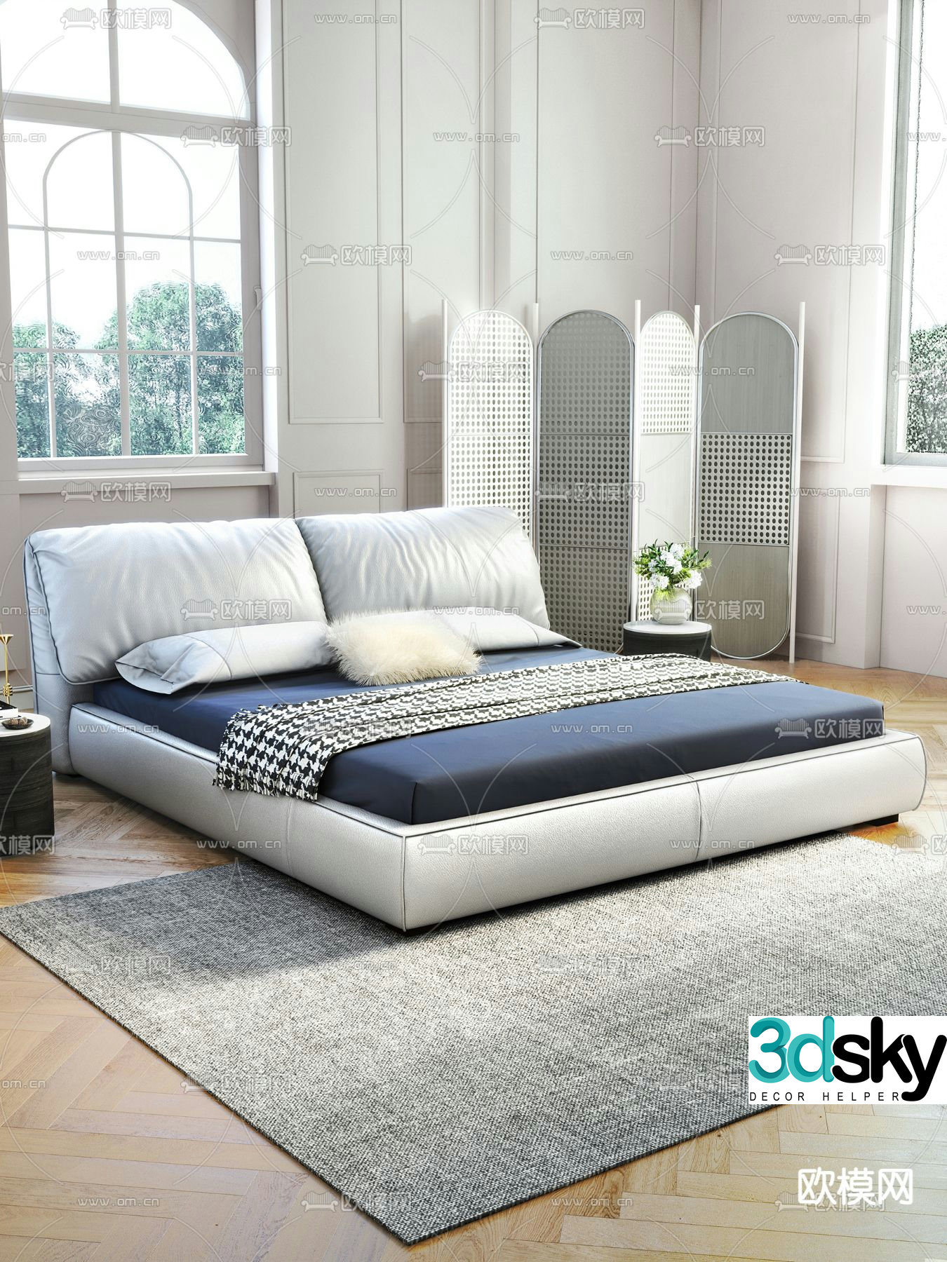 Baxter double bed 3d model