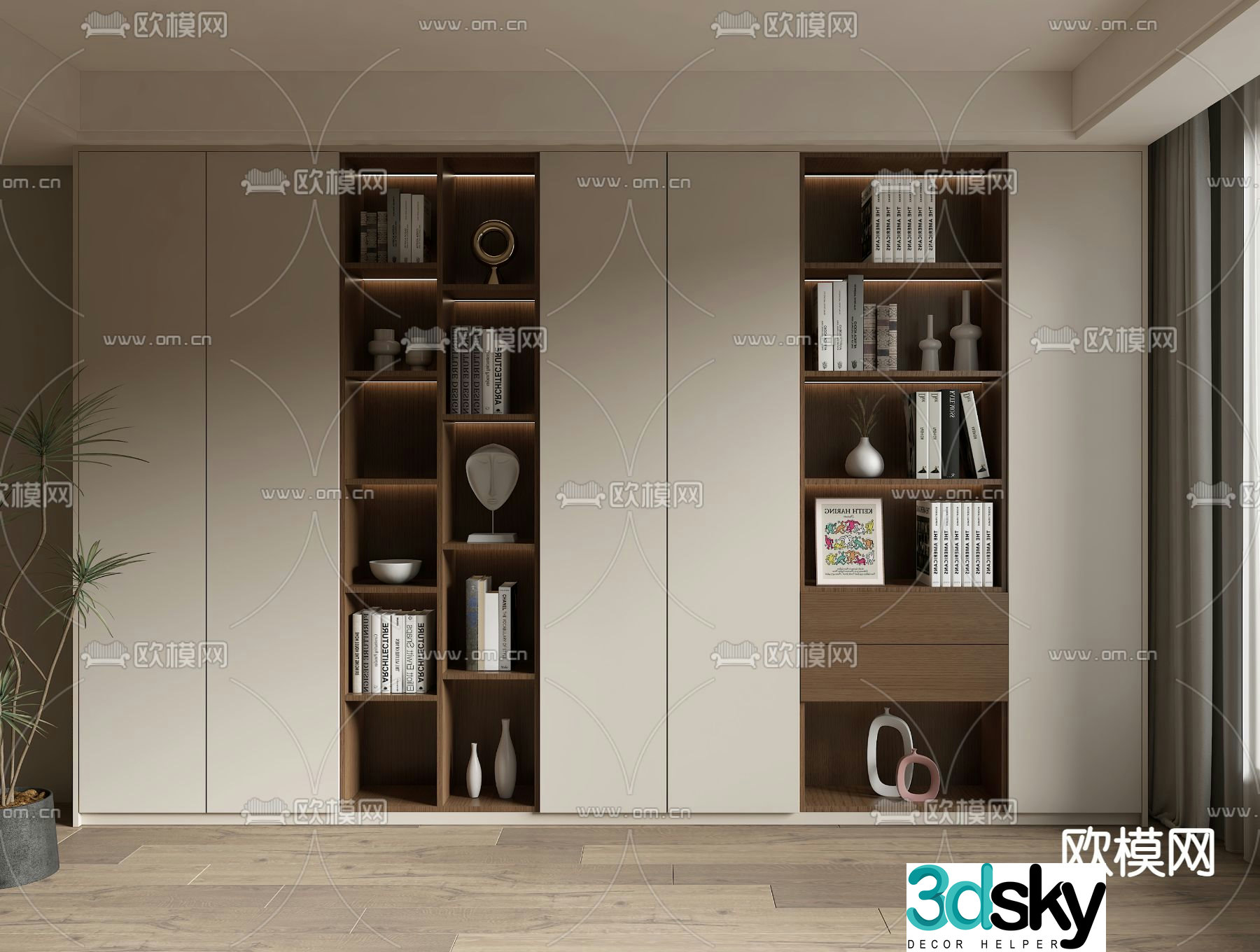 Decorative cabinet bookcase 3d model