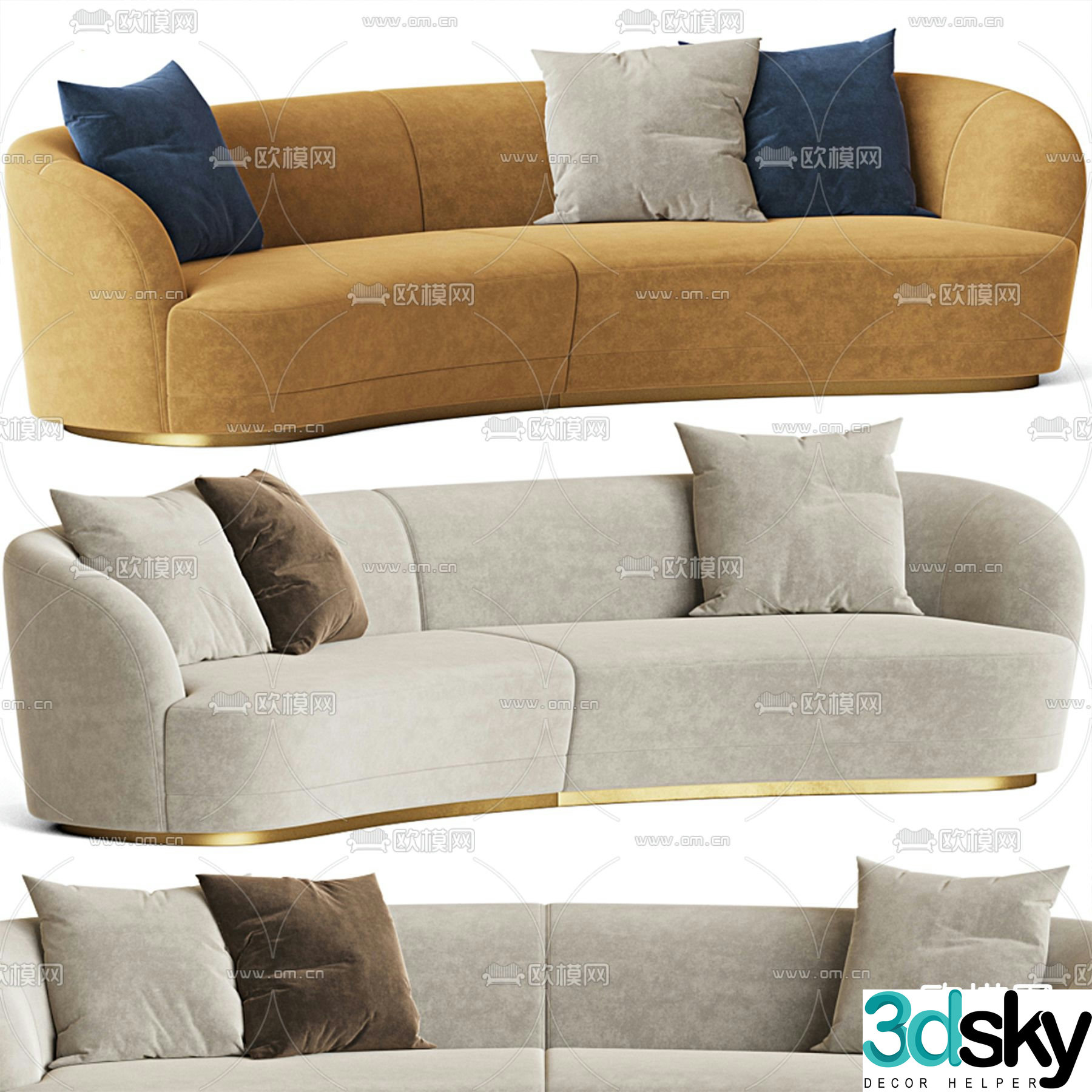 Barbara curved sofa multi-person sofa 3d model