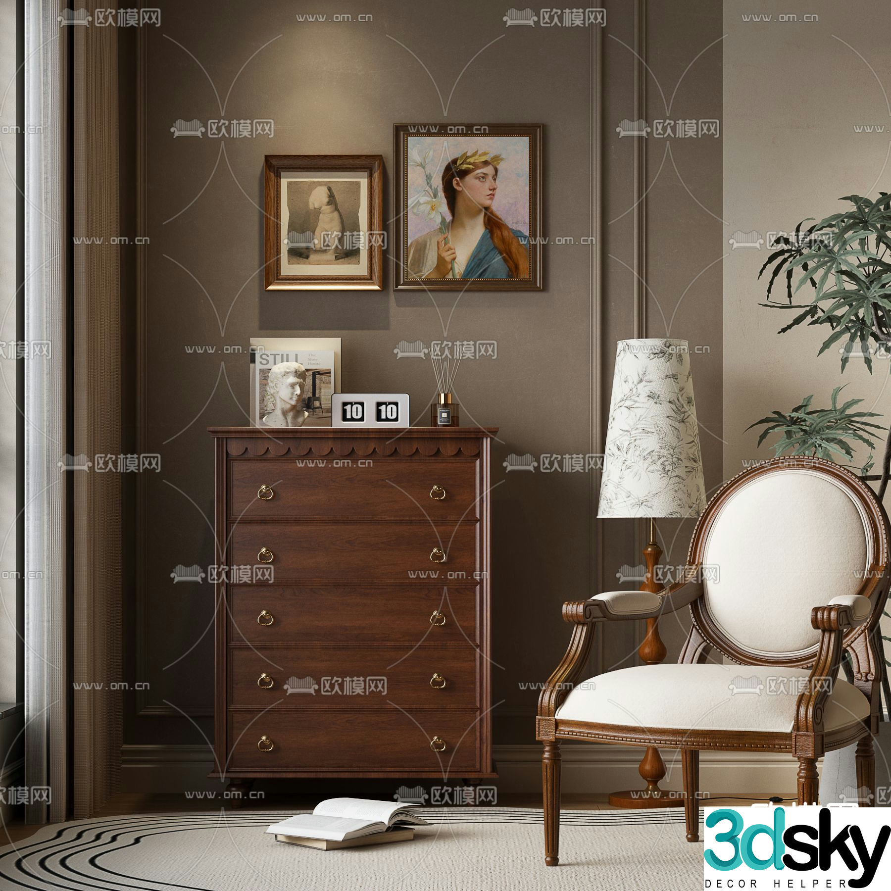 Medieval style entrance cabinet 3D model