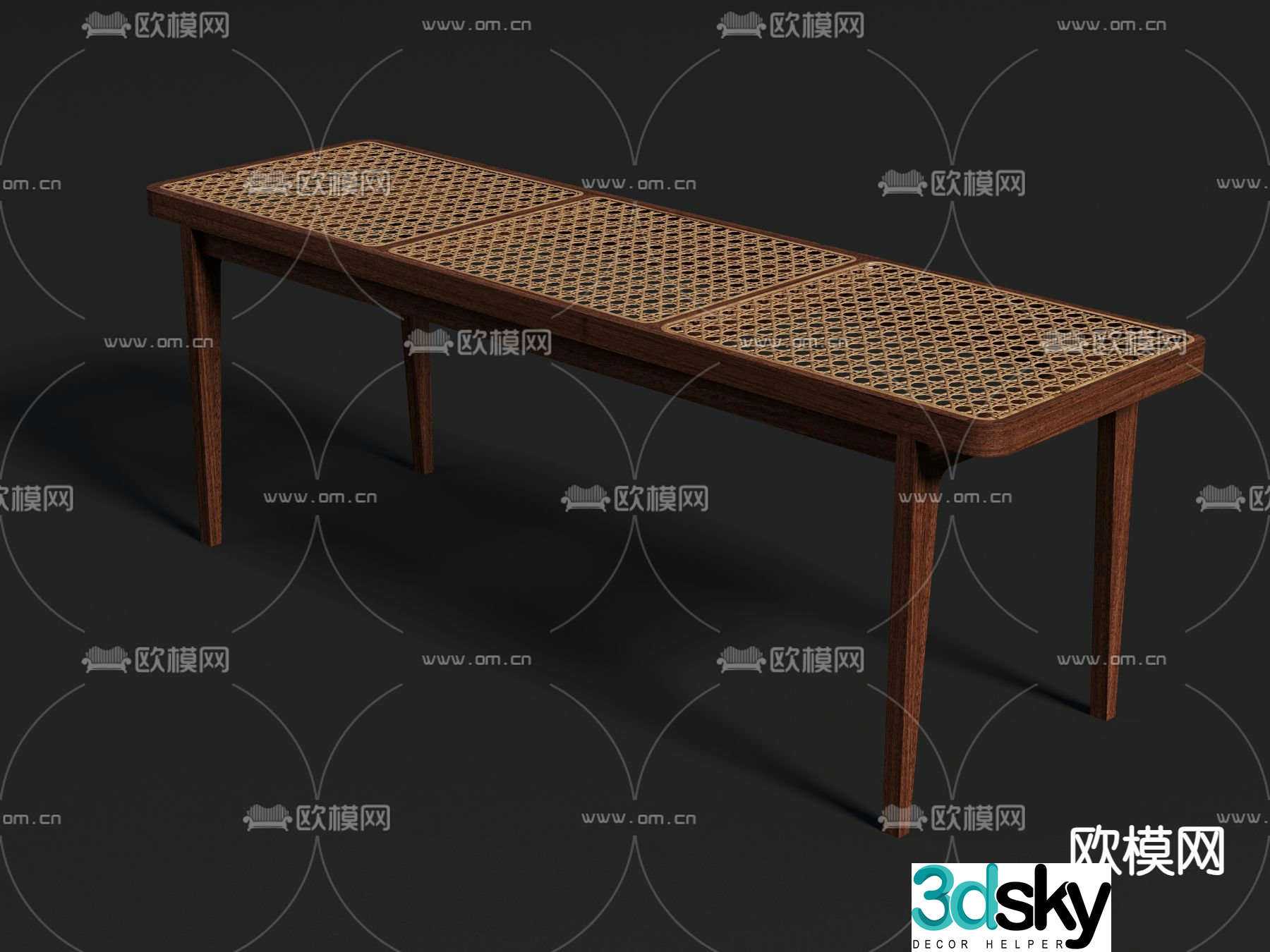 bench stool rattan stool bar stool 3d model