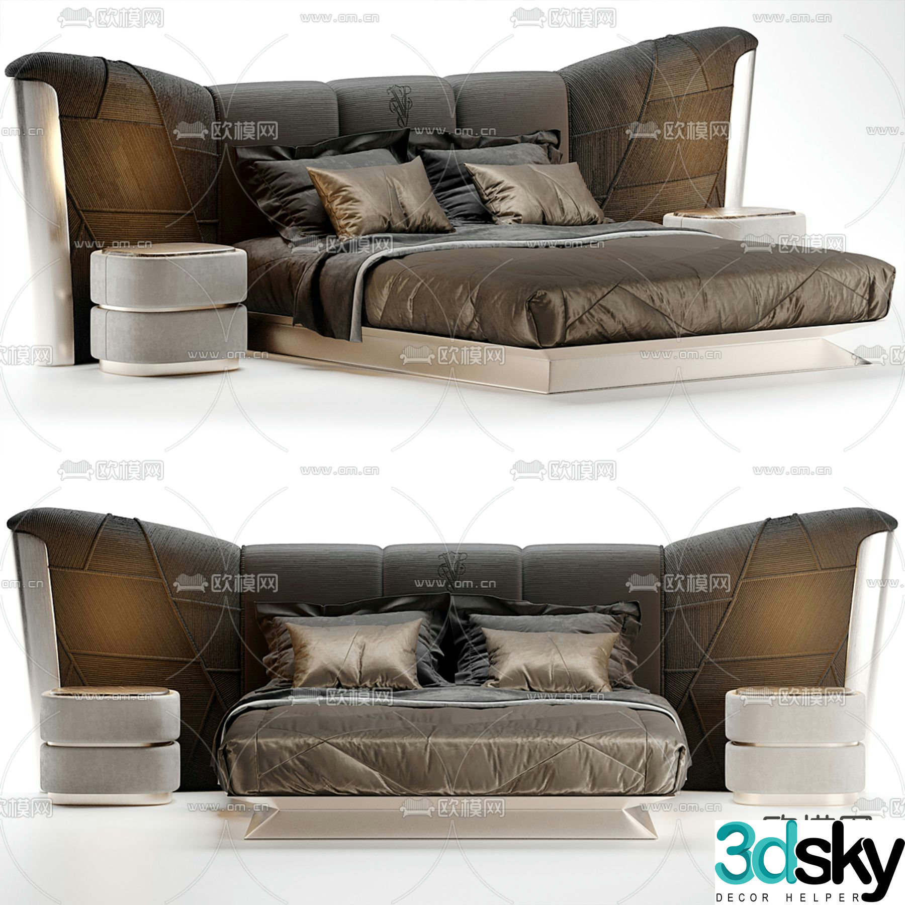 visionnaire fabric double bed commercial bed 3d model