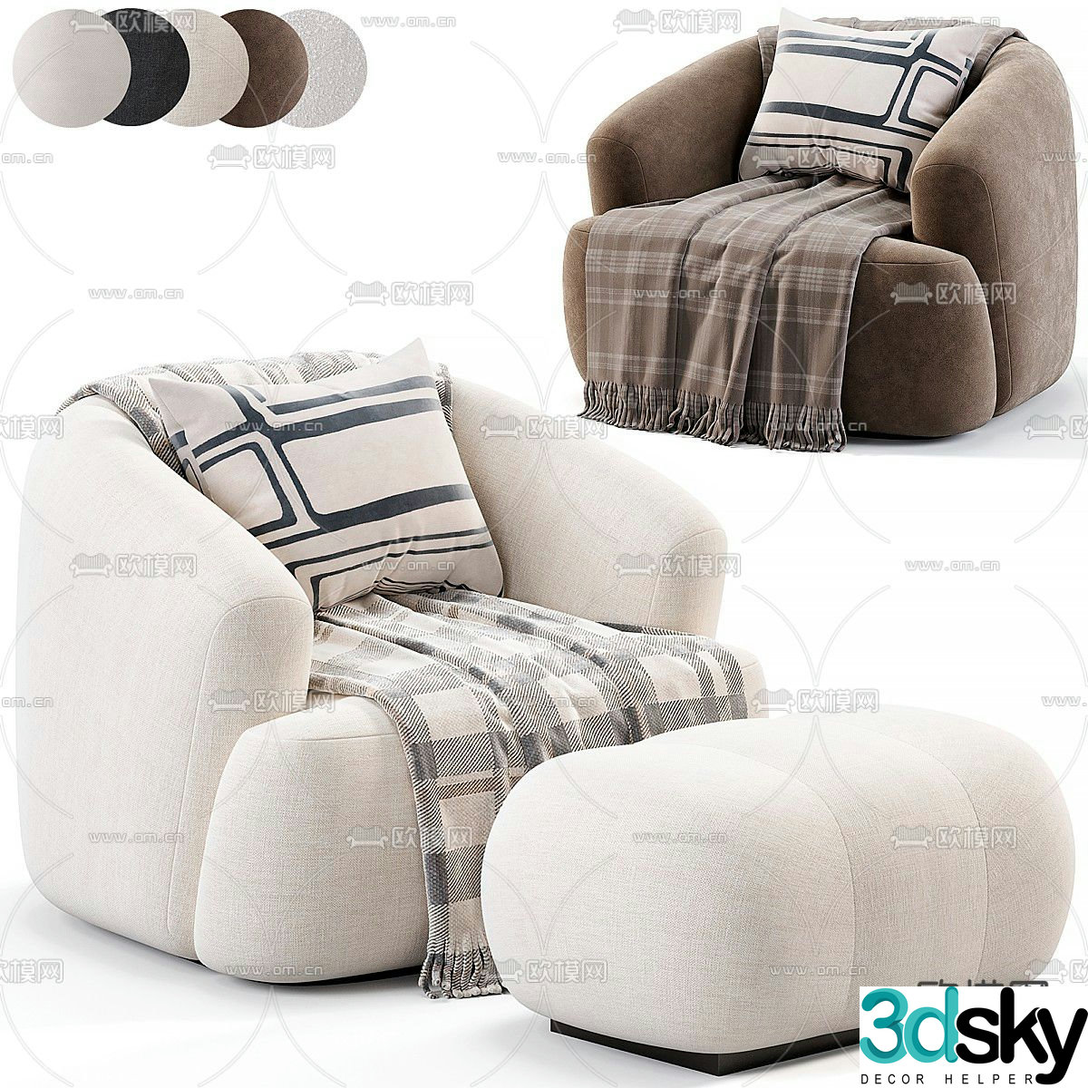 Boucle Sessel Sofia single sofa leisure sofa 3d model
