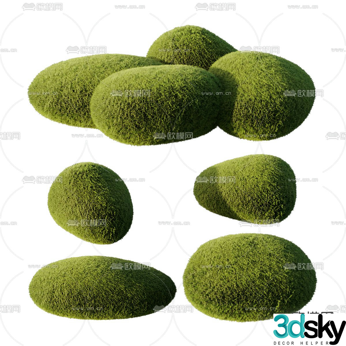 stone moss stone landscape stone garden stone 3d model