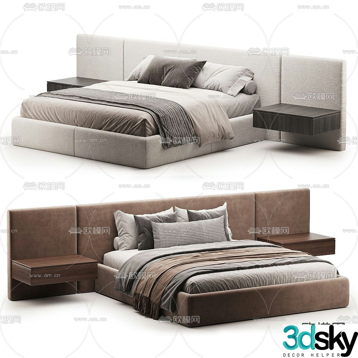 Commercial bed double bed 3d model