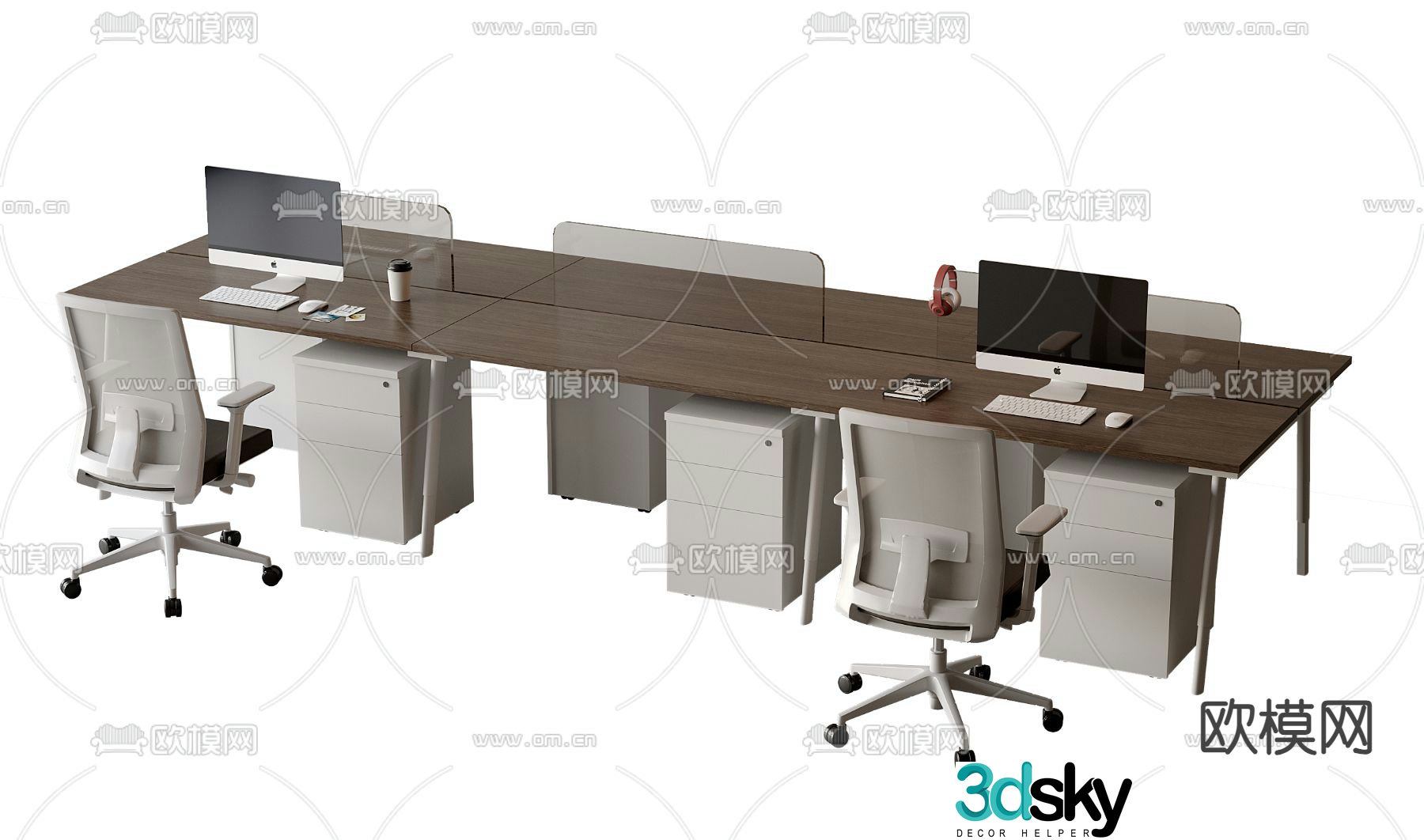 Card desk staff desk workstation 3D model