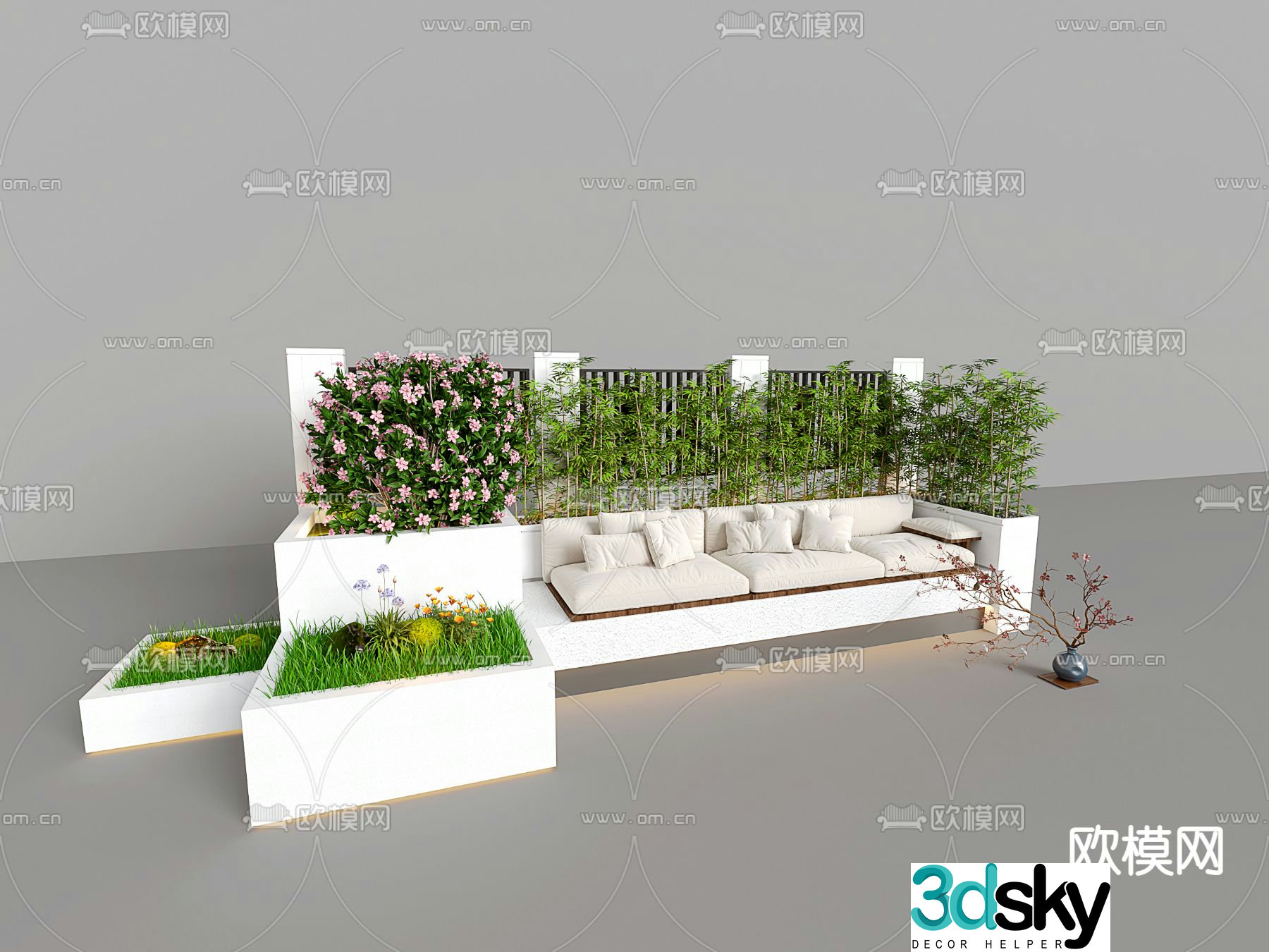 Outdoor landscape sketch outdoor sofa 3d model
