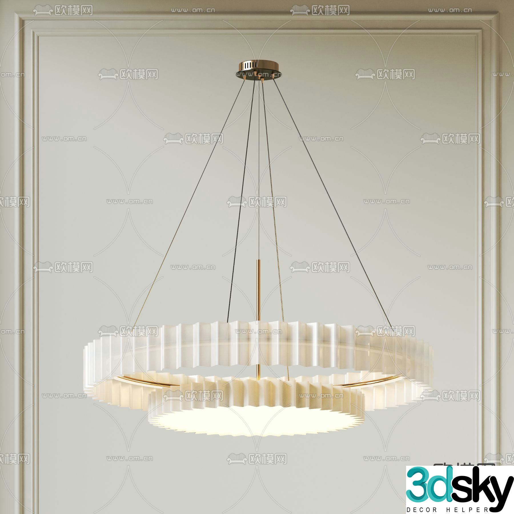 Cream style chandelier ring chandelier 3d model
