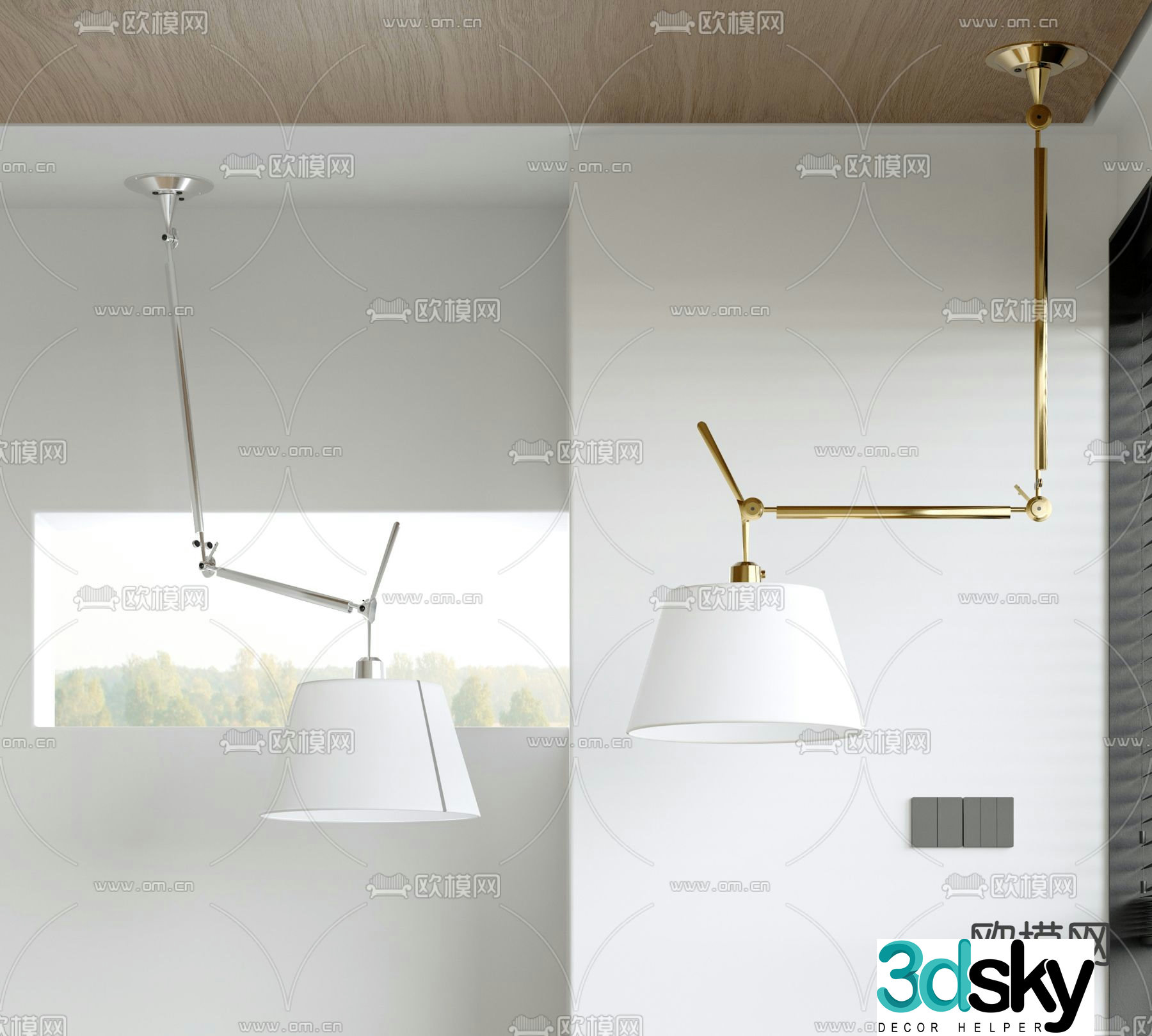 Artemide rocker chandelier restaurant chandelier 3d model