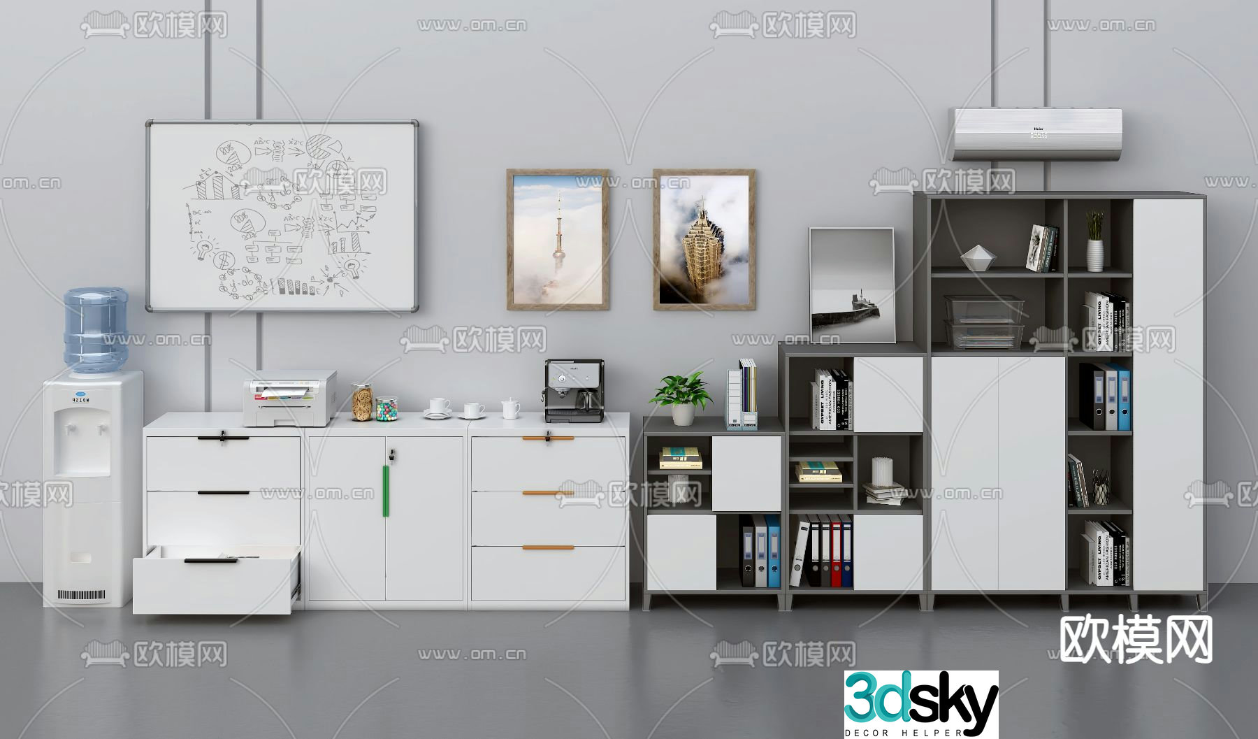 Office side cabinet file cabinet 3d model