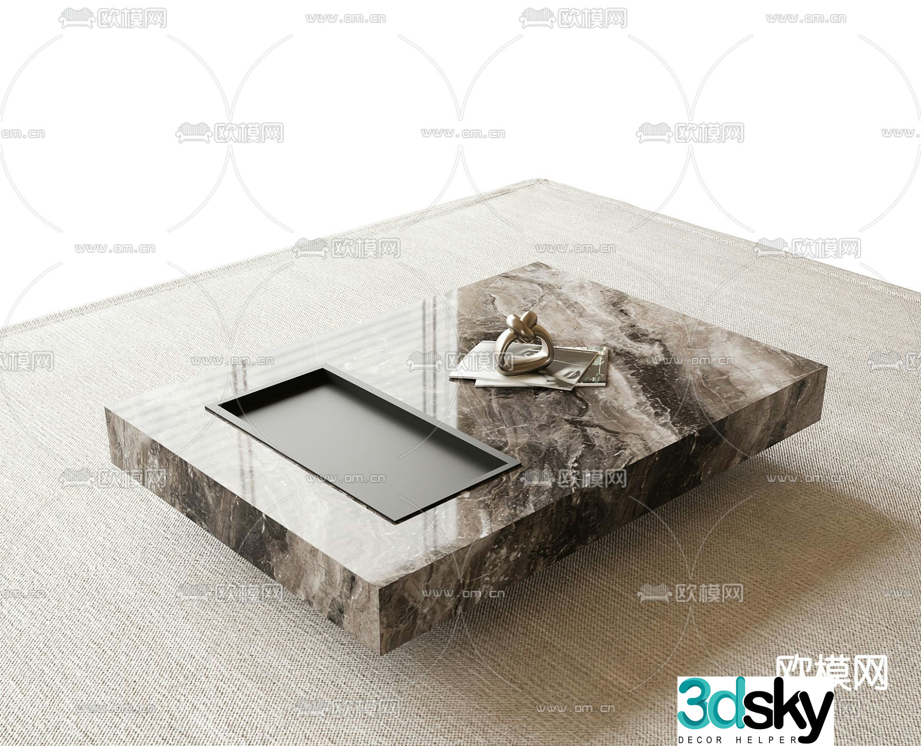 Marble coffee table square table 3d model
