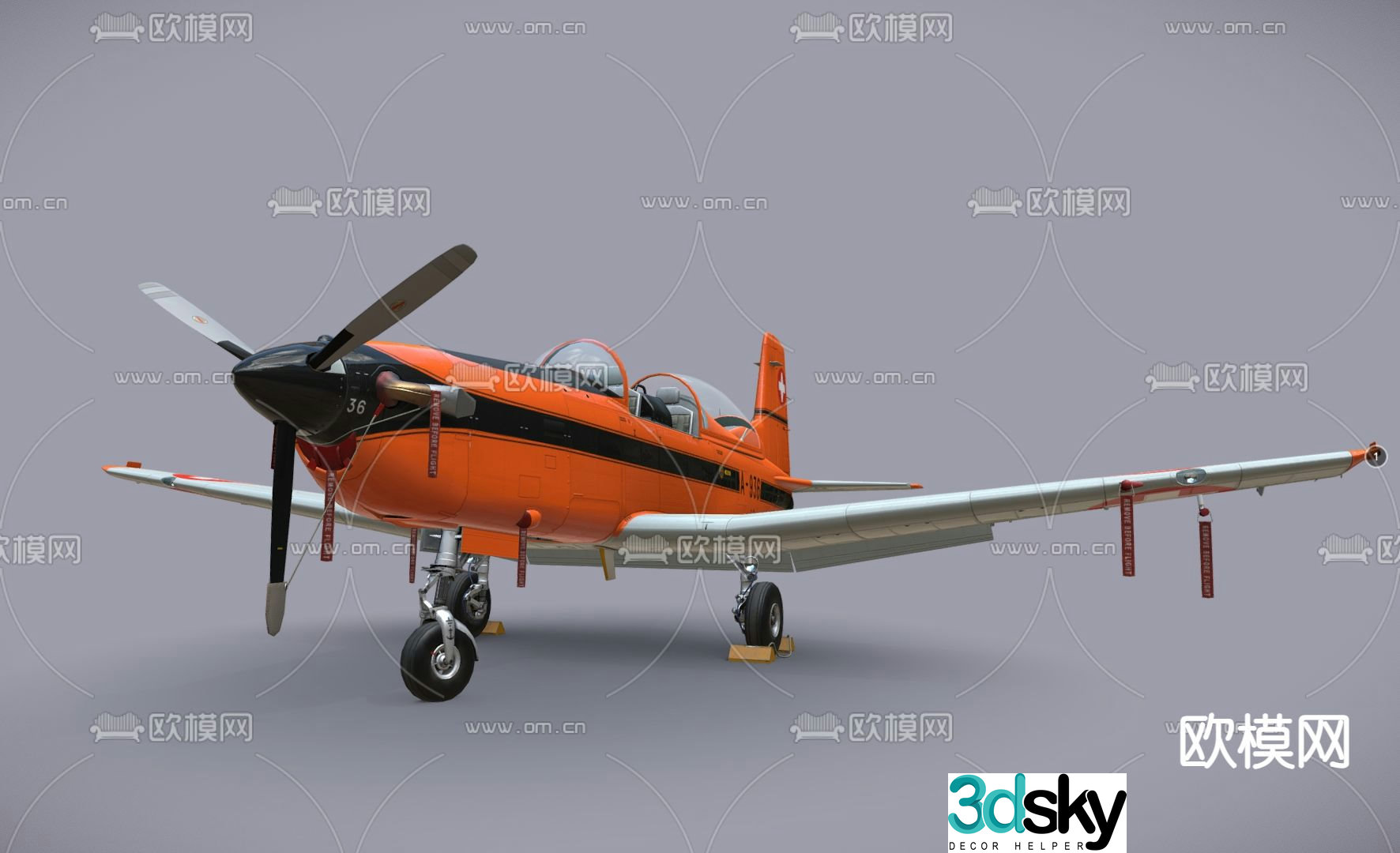 propeller plane private jet 3d model