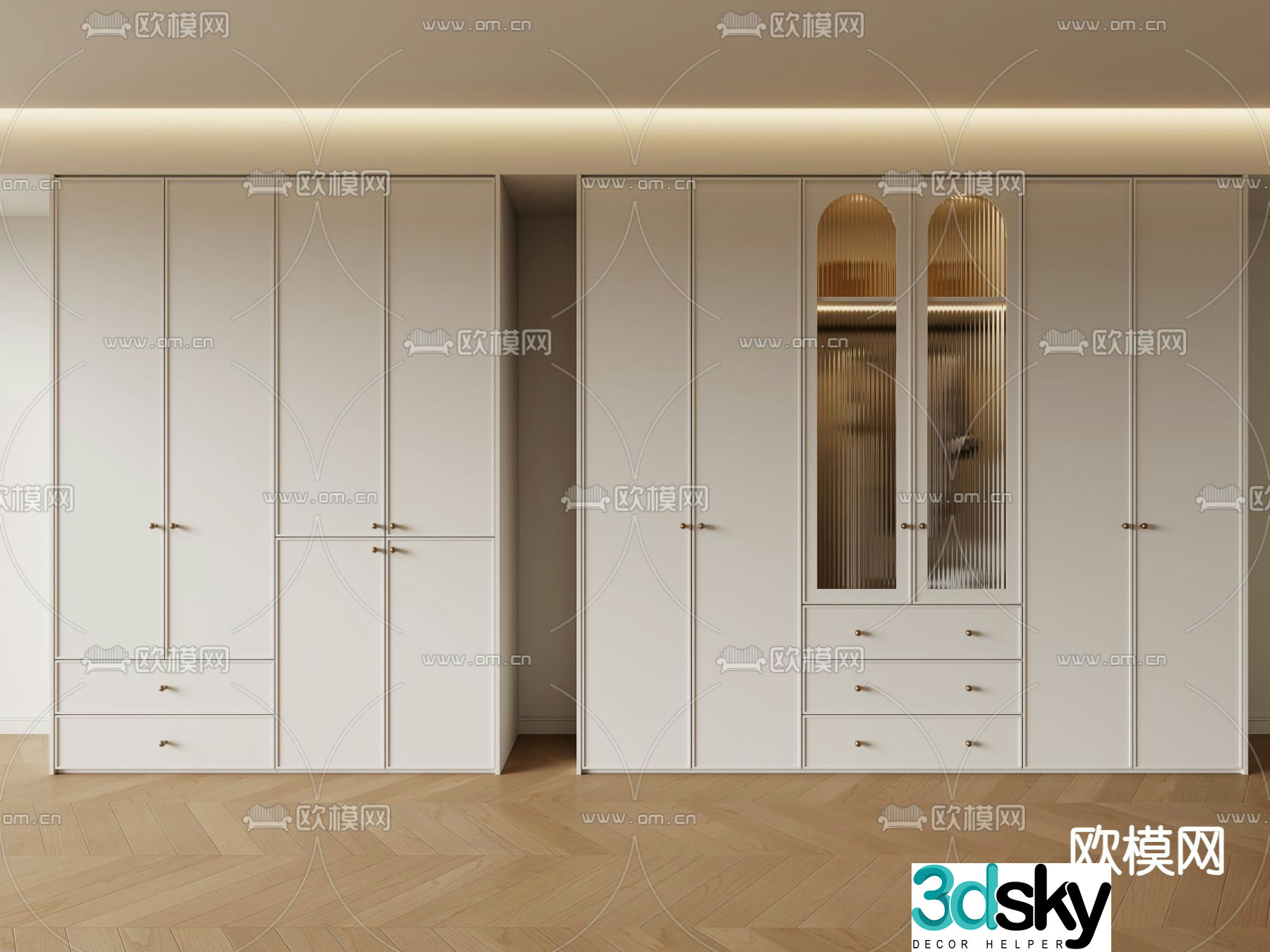 Cream style wardrobe wardrobe 3d model